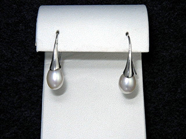 Freshwater Pearl Sterling Silver Shepherd Hook Earrings
