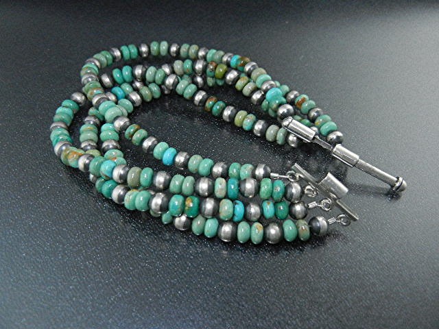 Navajo Sterling Silver &Turquoise 4 Strand Bracelet