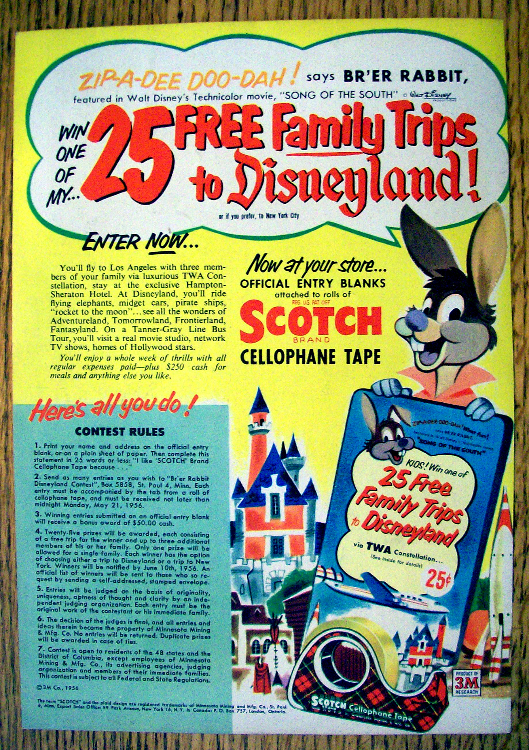 Vintage Ad: 1956 Scotch Cellophane Tape w/ Brer Rabbit