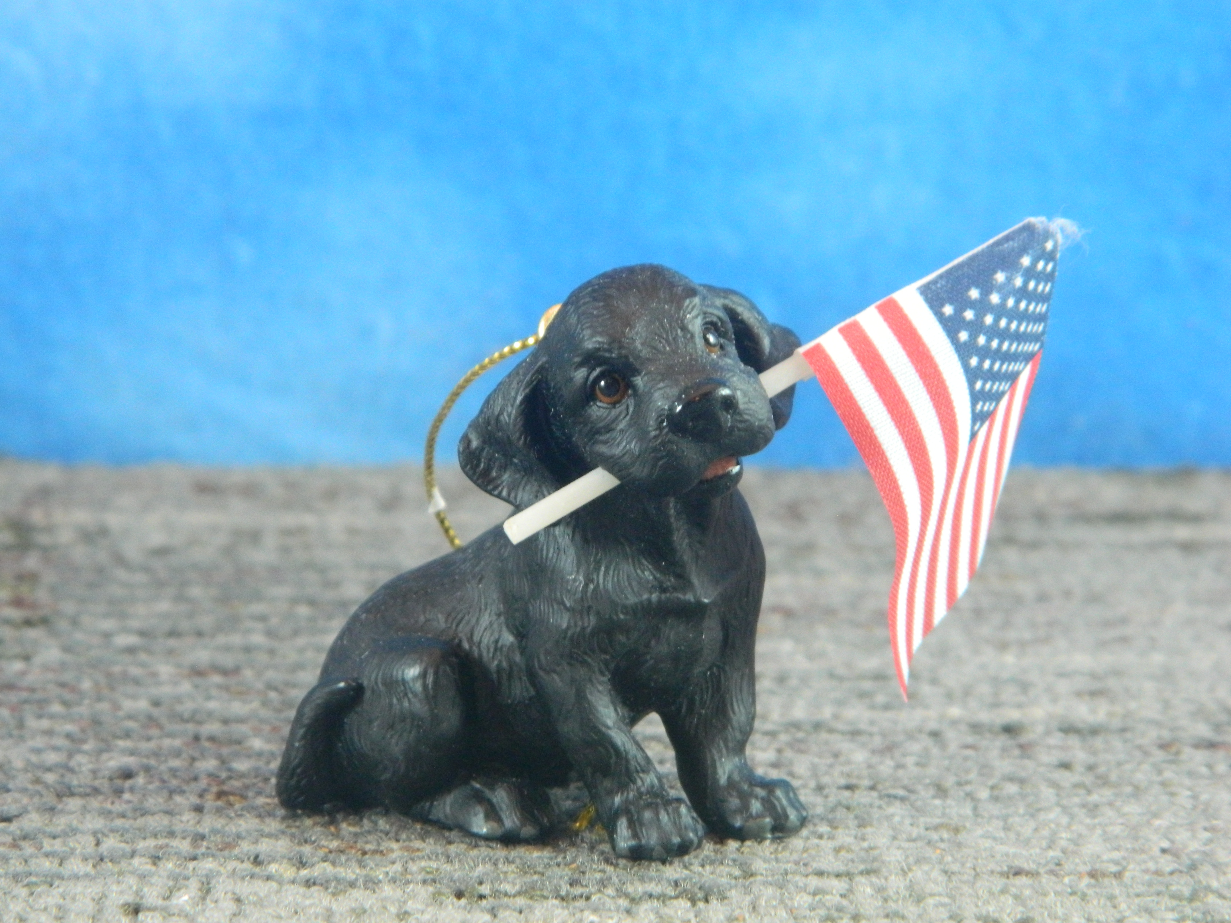 Enesco Black Lab with American Flag Ornament