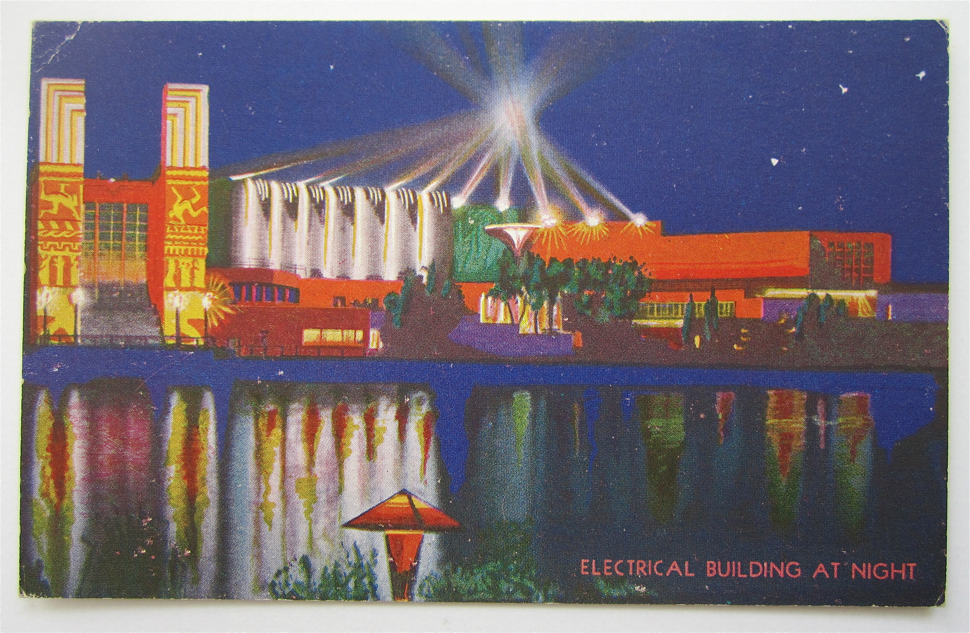 Electrical Building At Night Chicago 1933 Expo Postcard