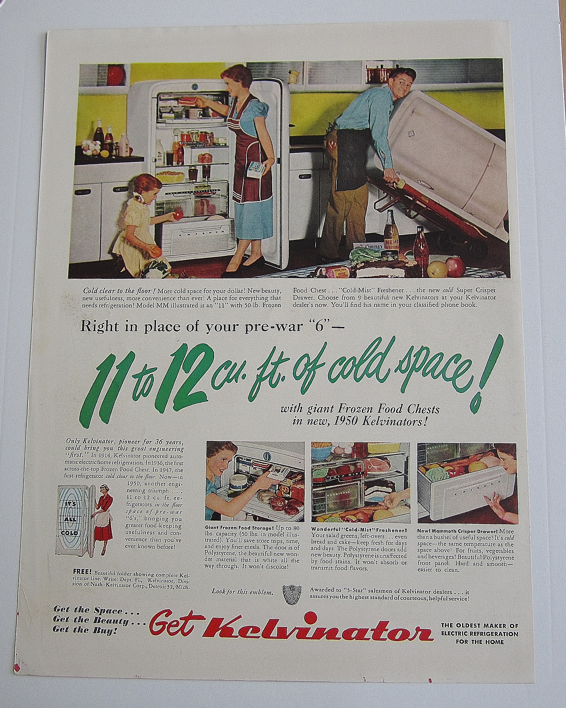 1950 Kelvinator With Woman & Girl Filling Fridge