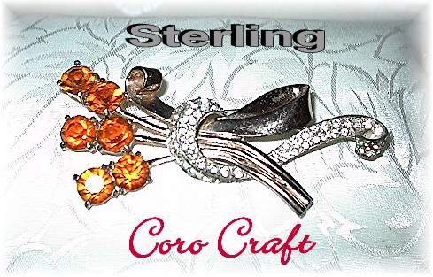Sterling Silver Rhinestone CORO CRAFT Brooch