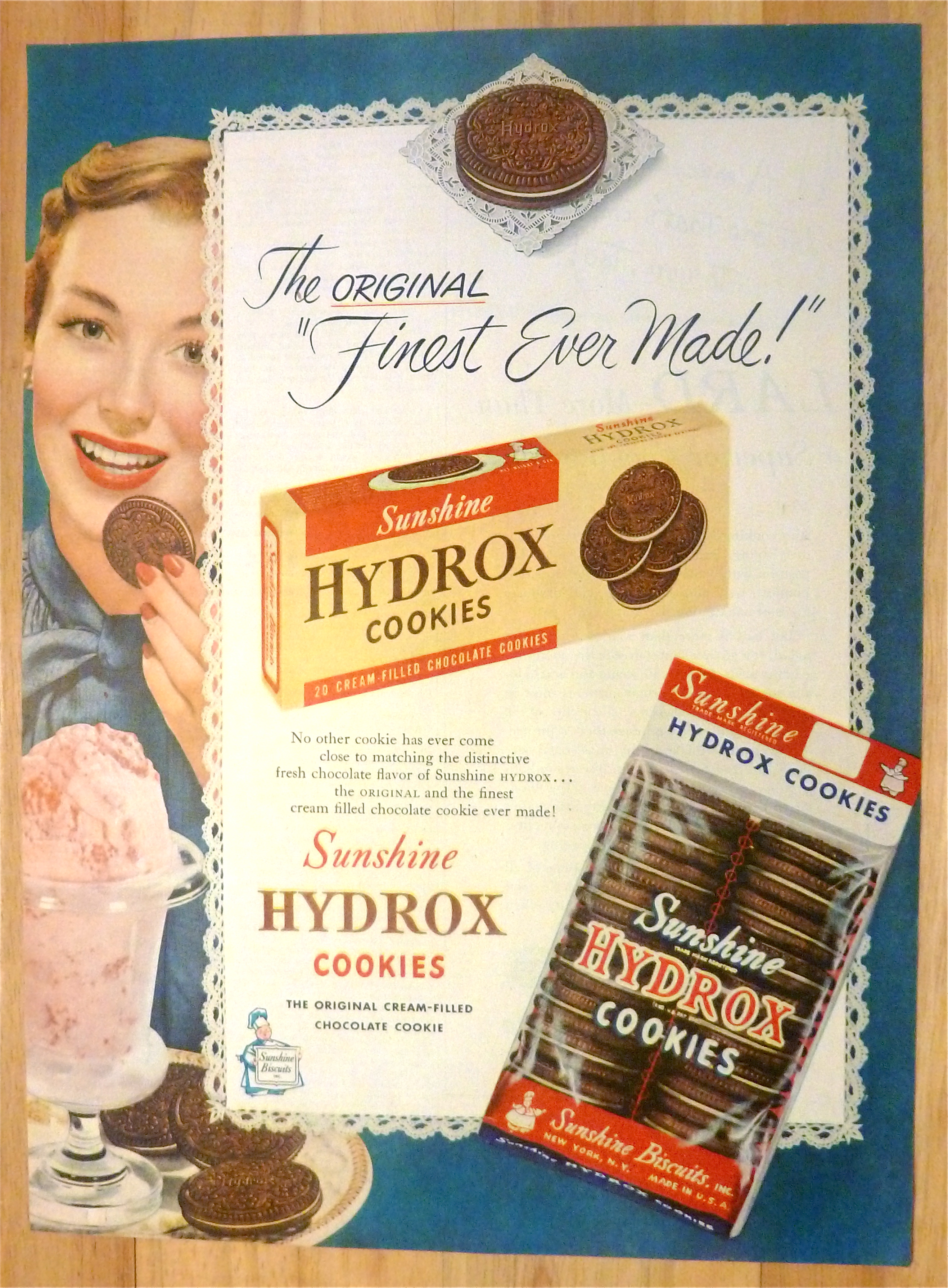 1950 Sunshine Hydrox Cookies with Woman Smiling