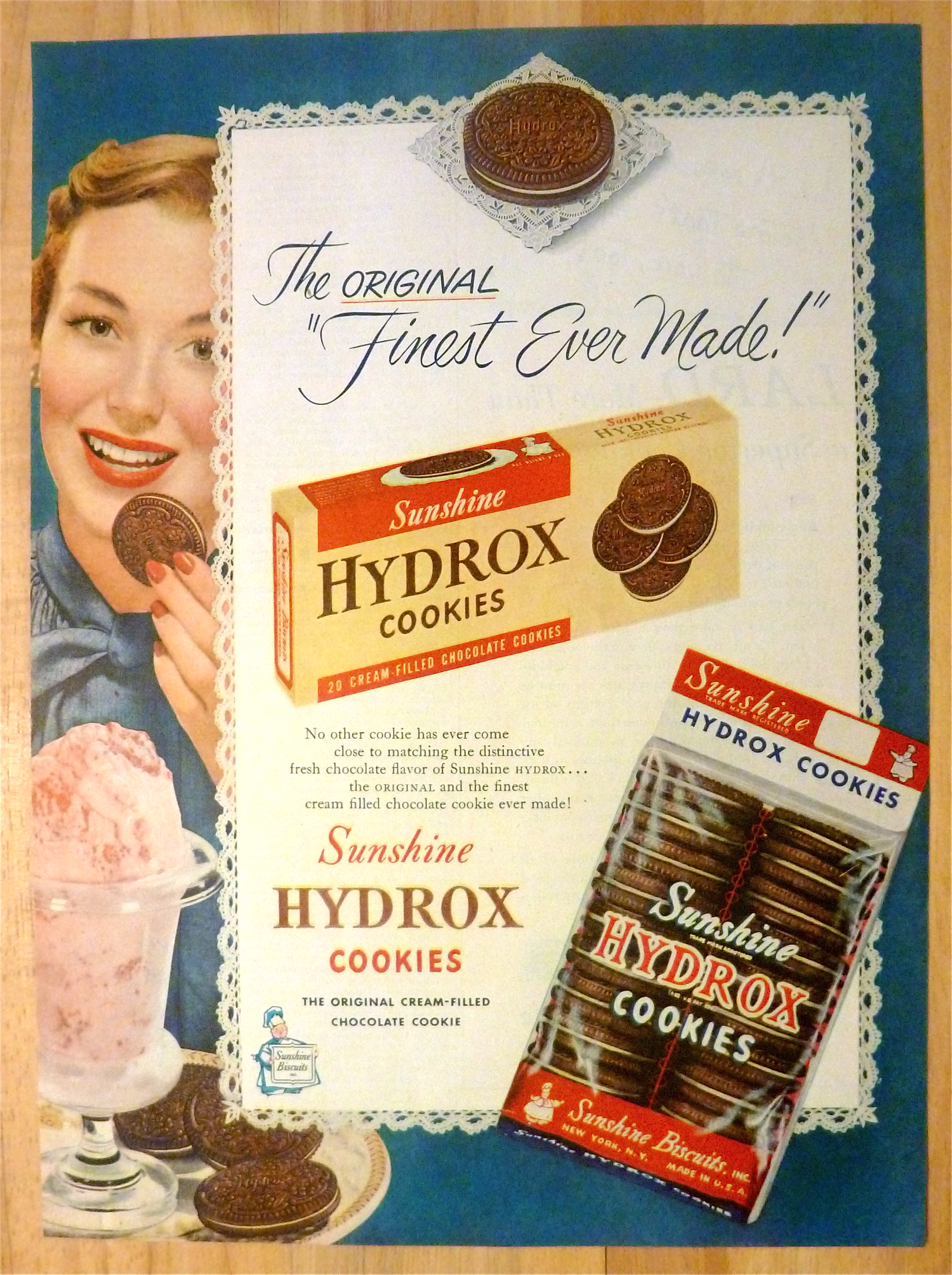 1950 Sunshine Hydrox Cookies with Woman Smiling