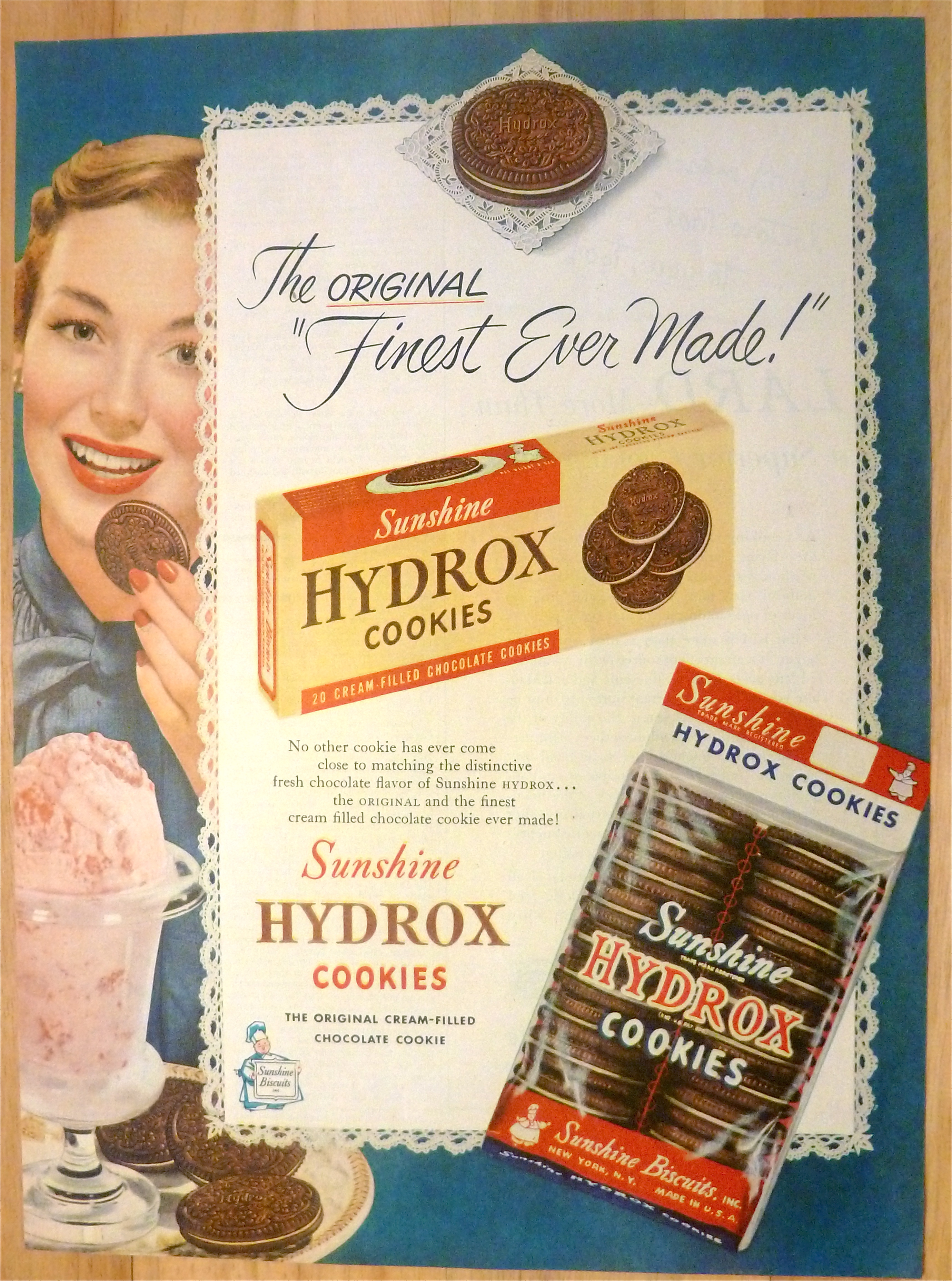 1950 Sunshine Hydrox Cookies with Woman Smiling