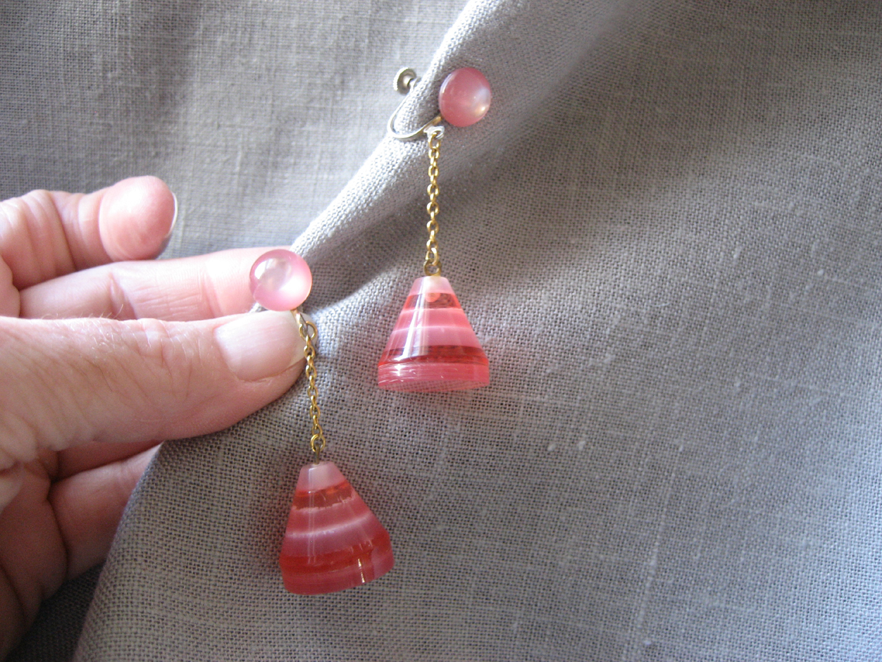 Pink Plastic Earrings from Japan