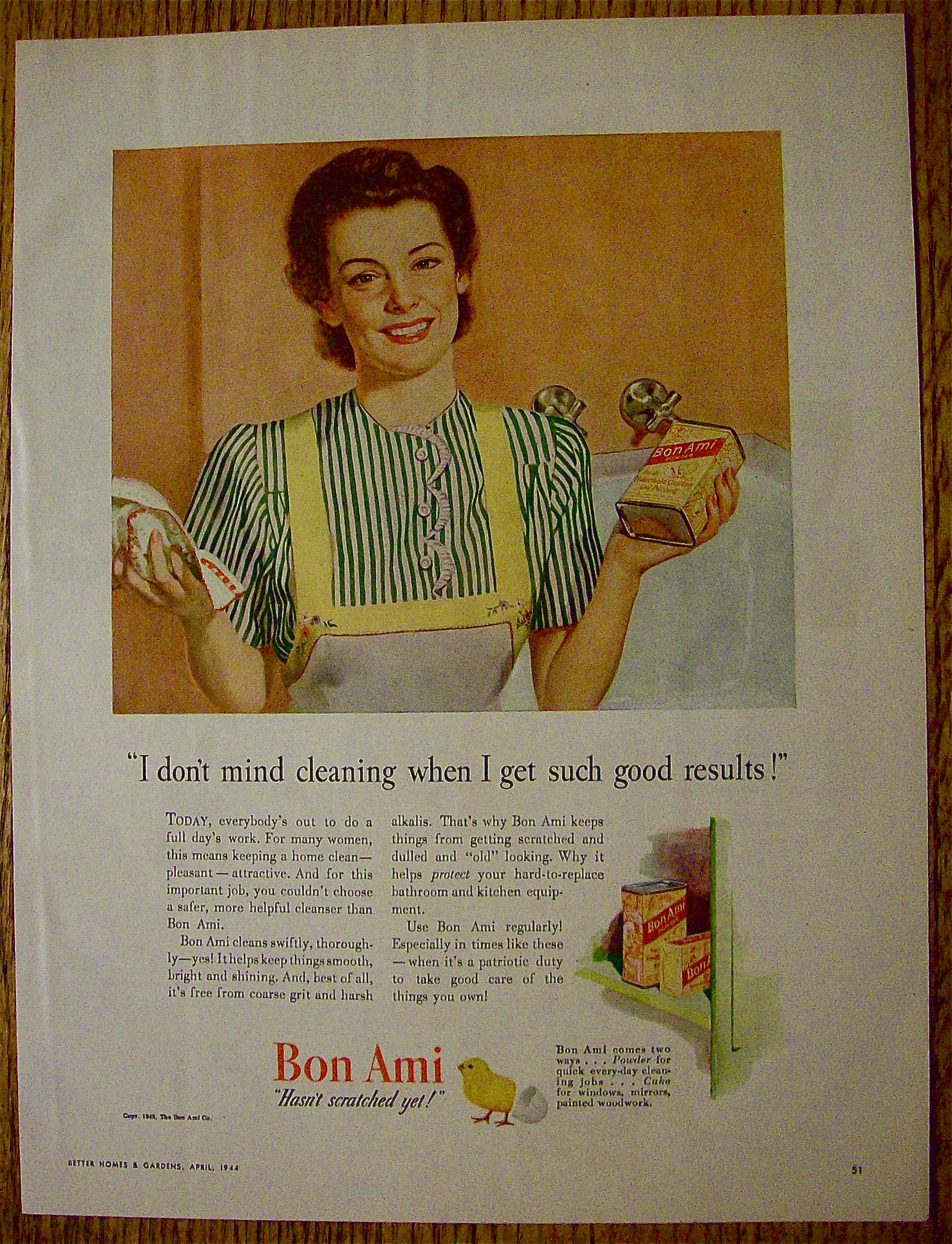 1944 Bon Ami Cleanser with Woman Smiling
