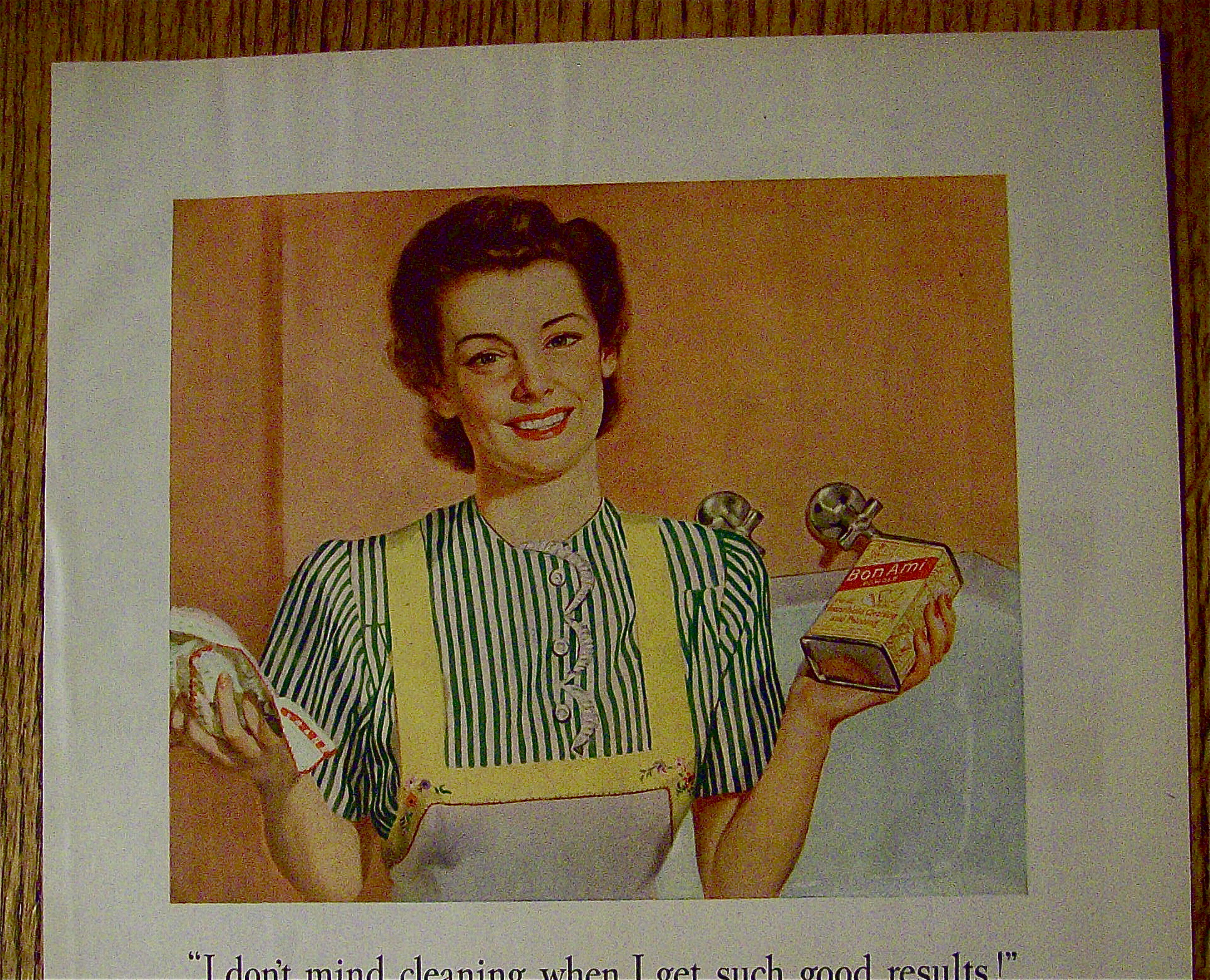 1944 Bon Ami Cleanser with Woman Smiling