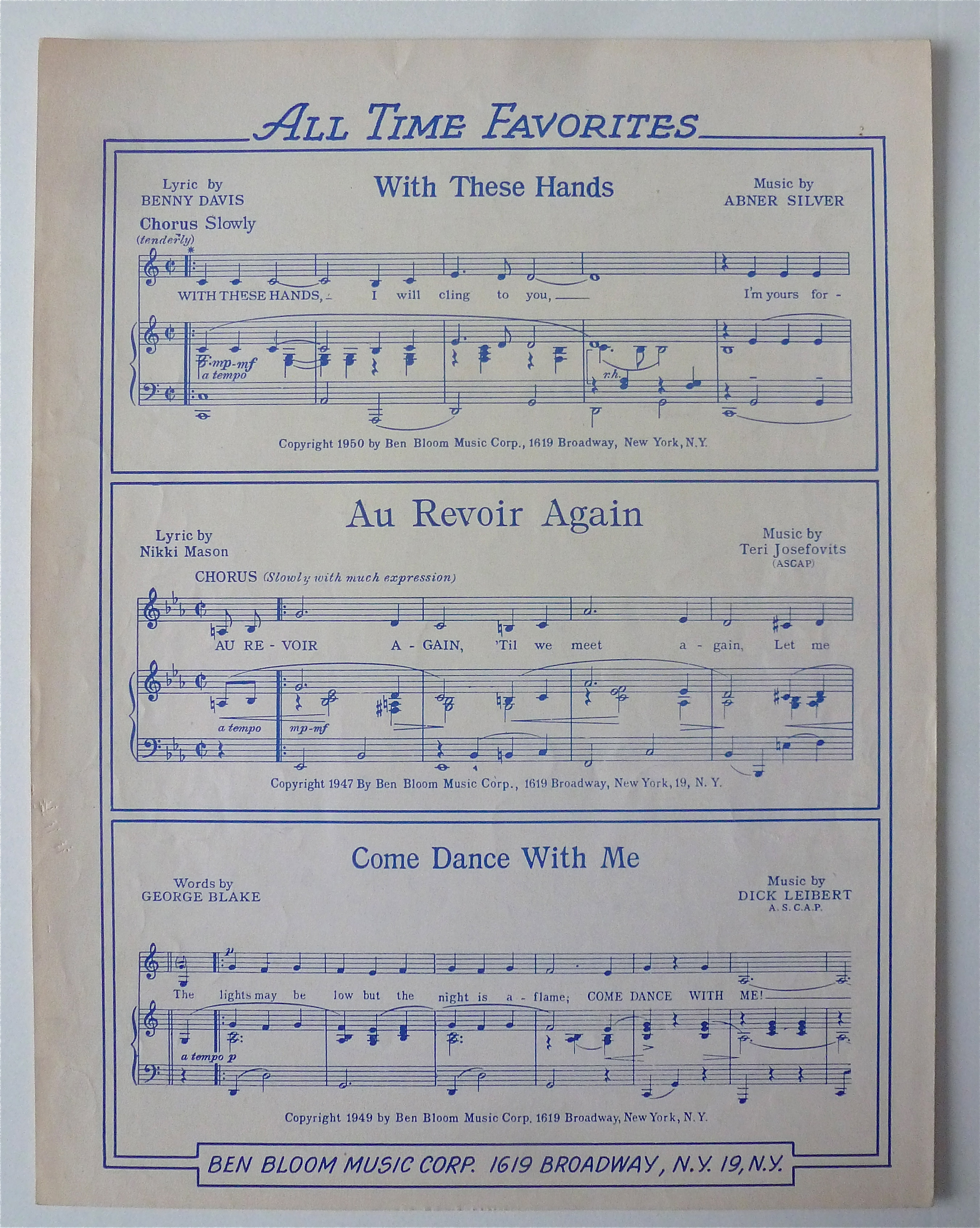 Sheet Music For 1950 With These Hands