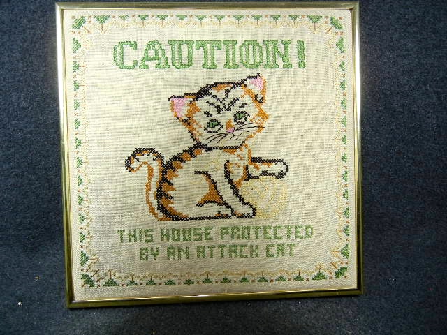 Cross Stitch Cat warning