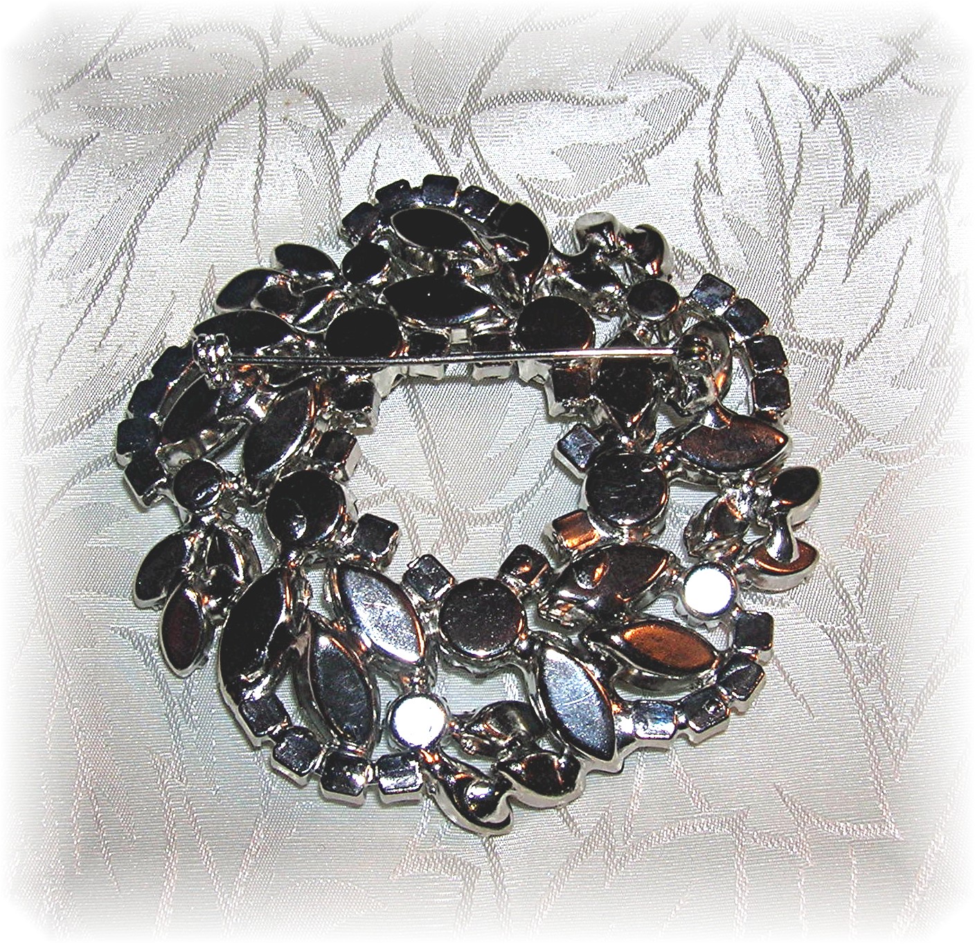 2 7/8 Inches Blue Green Borealis Jewelled Brooch