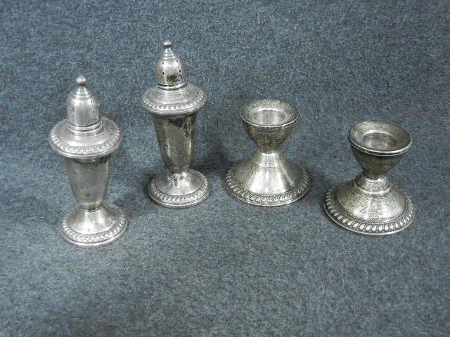 Sterling Silver Salt and Pepper and Candlestick holders