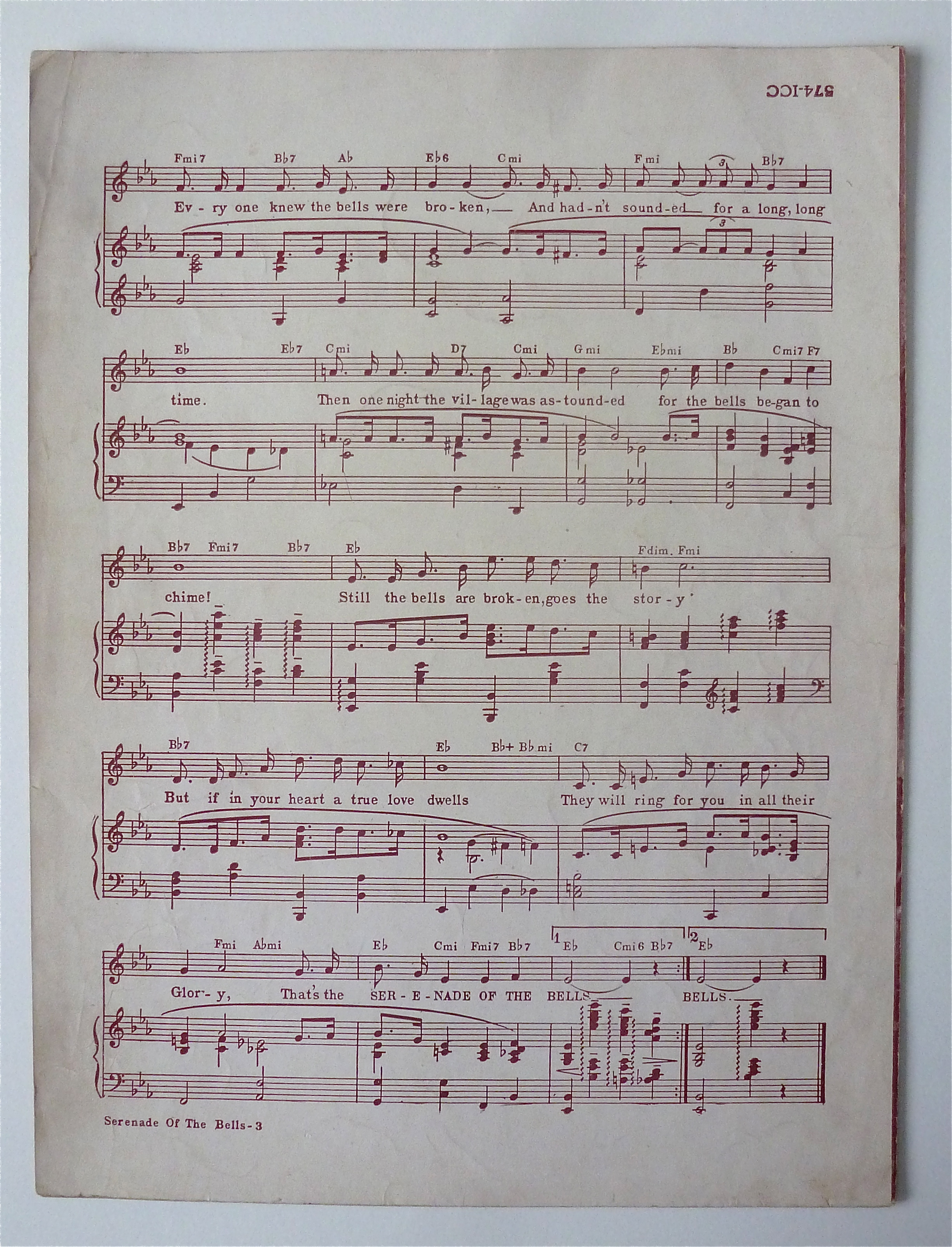 Sheet Music For 1947 Serenade Of The Bells