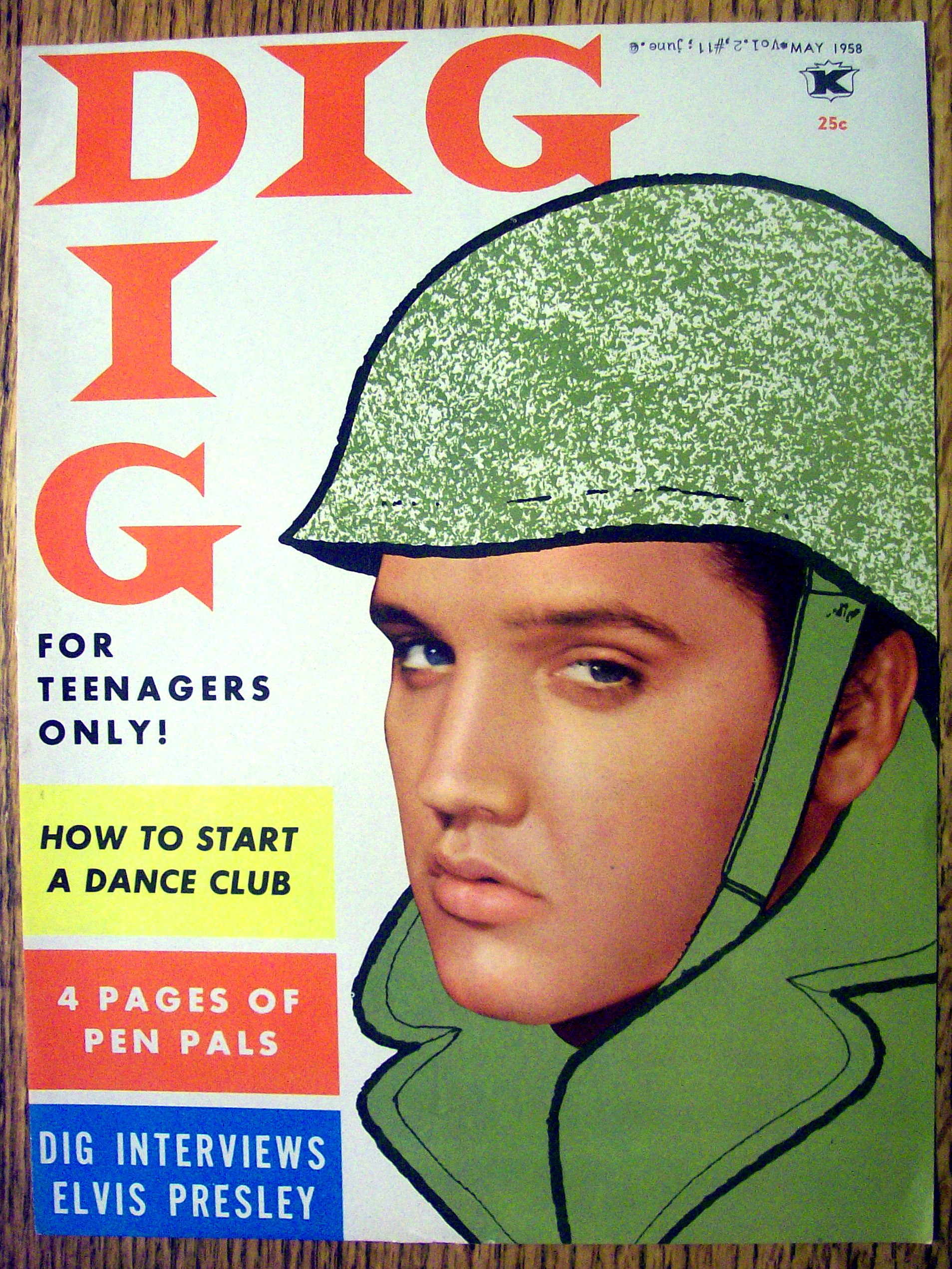 Dig Magazine (Cover Only)-May 1958-Elvis Presley