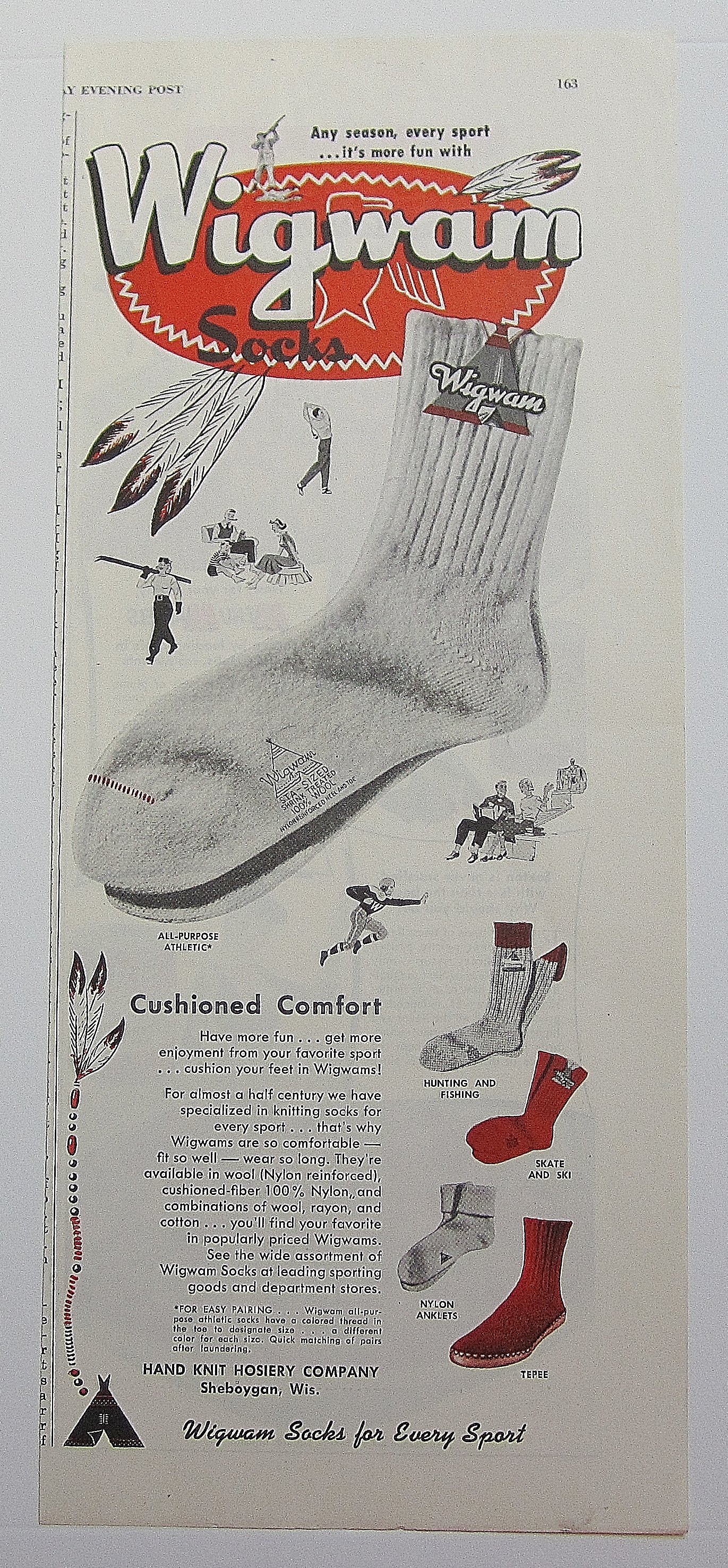 1952 Wigwam Socks With Athletic Socks