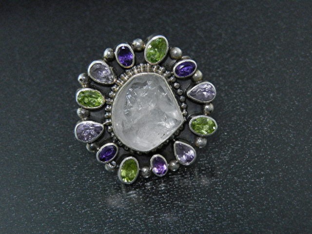 Bea Tom Sterling Silver Amethyst Peridot Crystal Ring