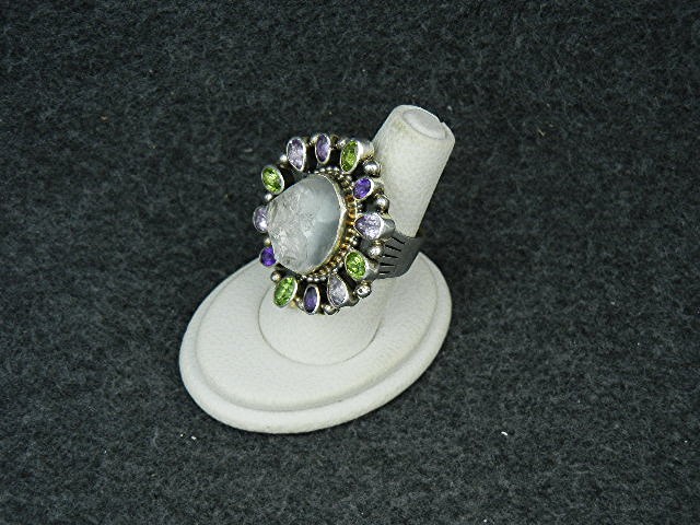 Bea Tom Sterling Silver Amethyst Peridot Crystal Ring