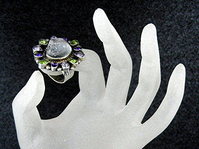 Bea Tom Sterling Silver Amethyst Peridot Crystal Ring