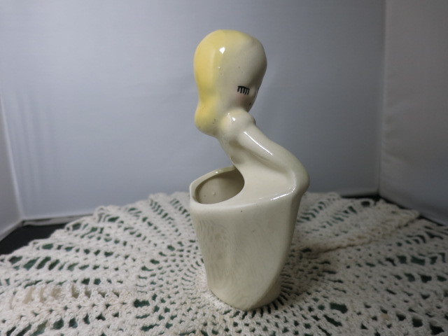 Curtsy Girl Figurine Planter Vase DeLee Art California Pottery