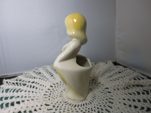 Curtsy Girl Figurine Planter Vase DeLee Art California Pottery