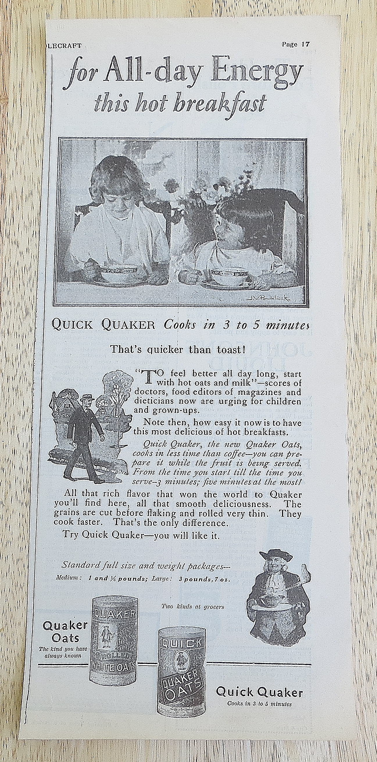 1924 Quick Quaker Oats With Kids Eating