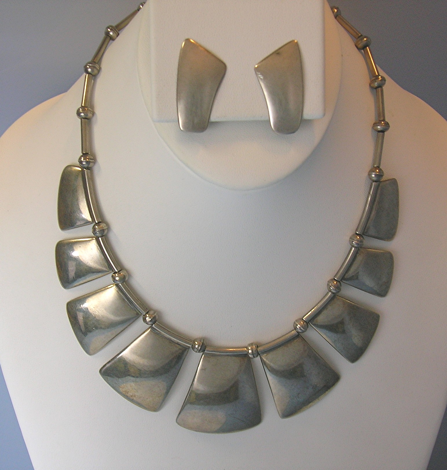Mexico Sterling Silver RIVERAS Necklace Earrings