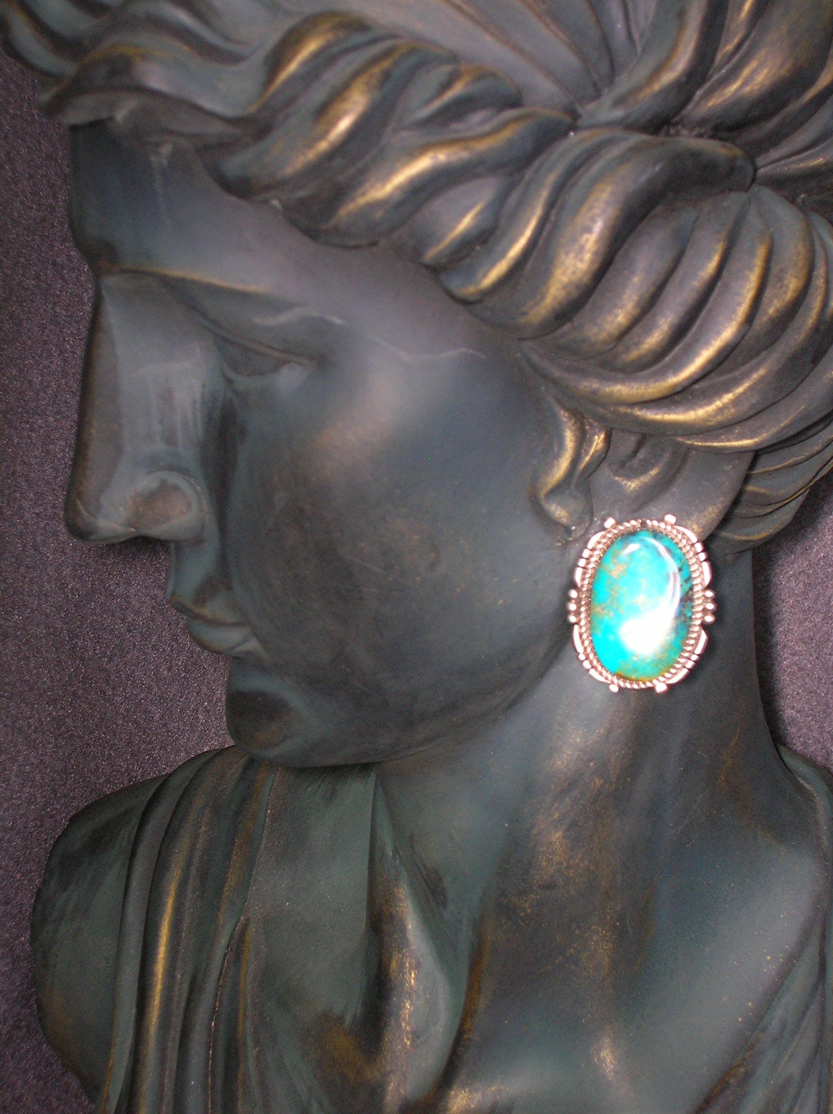 Navajo Kingman Turquoise Sterling Silver Clip Earrings