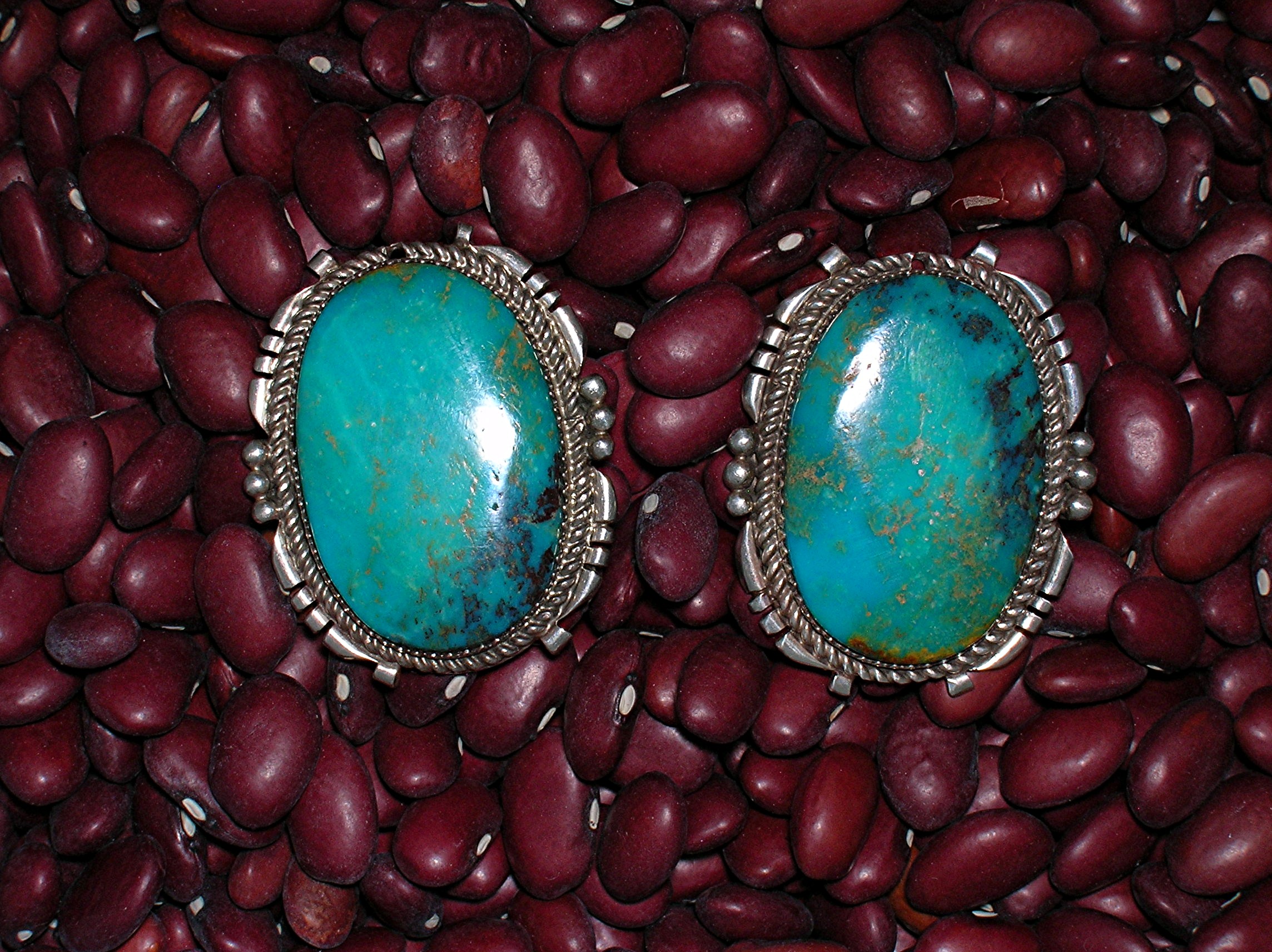 Navajo Kingman Turquoise Sterling Silver Clip Earrings