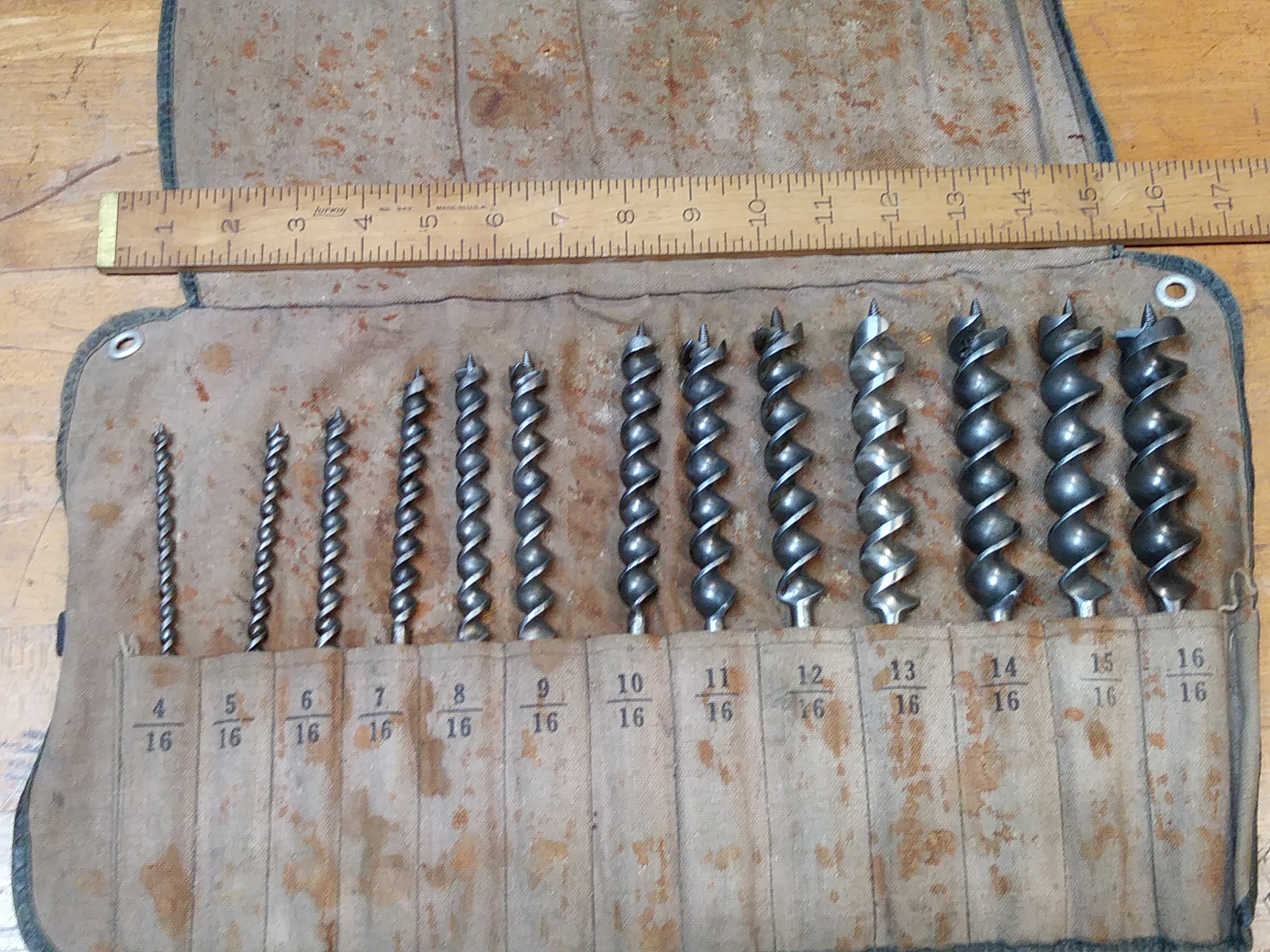Russell Jennings Wood Auger Bit Set w/Roll