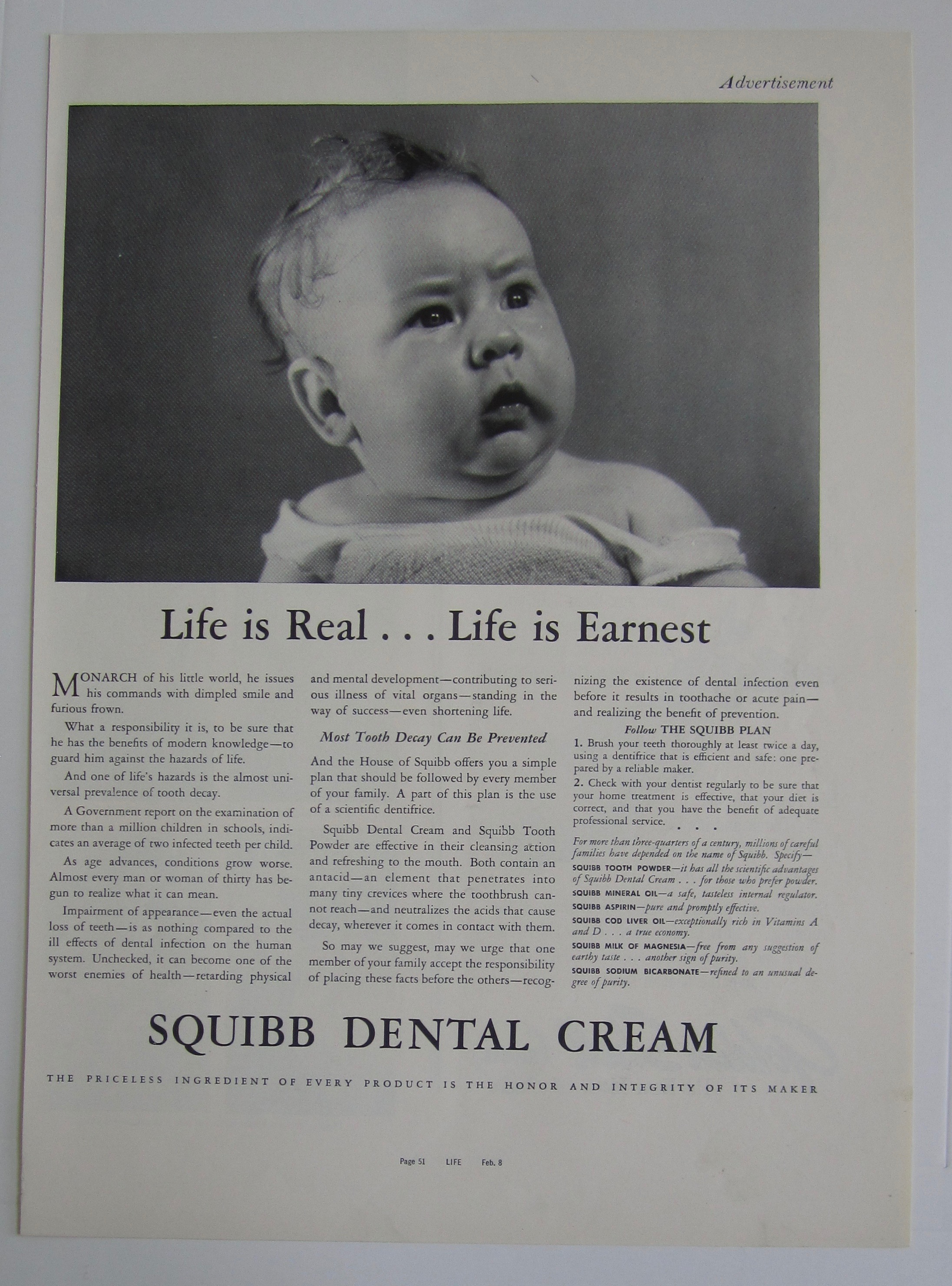 1937 Squibb Dental Cream with Little Baby Looking