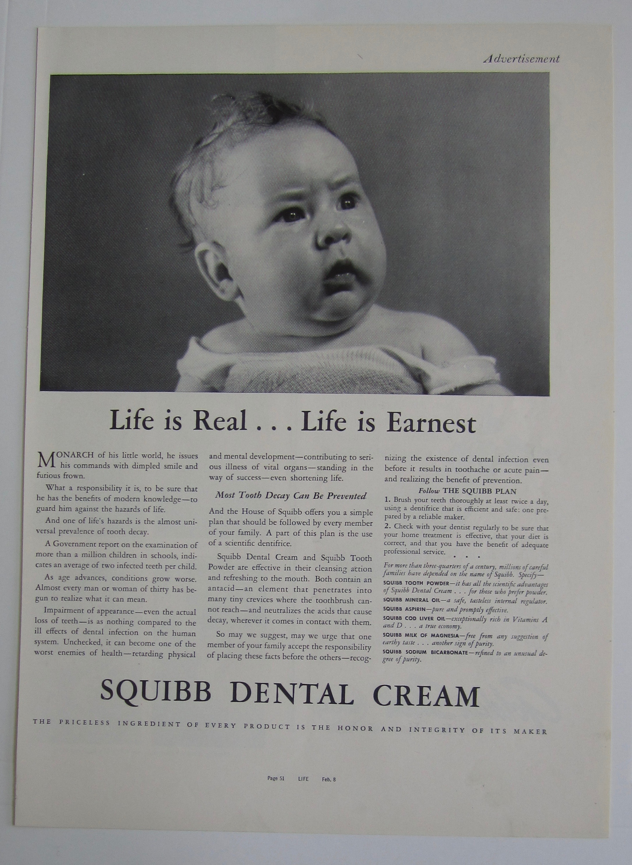 1937 Squibb Dental Cream with Little Baby Looking
