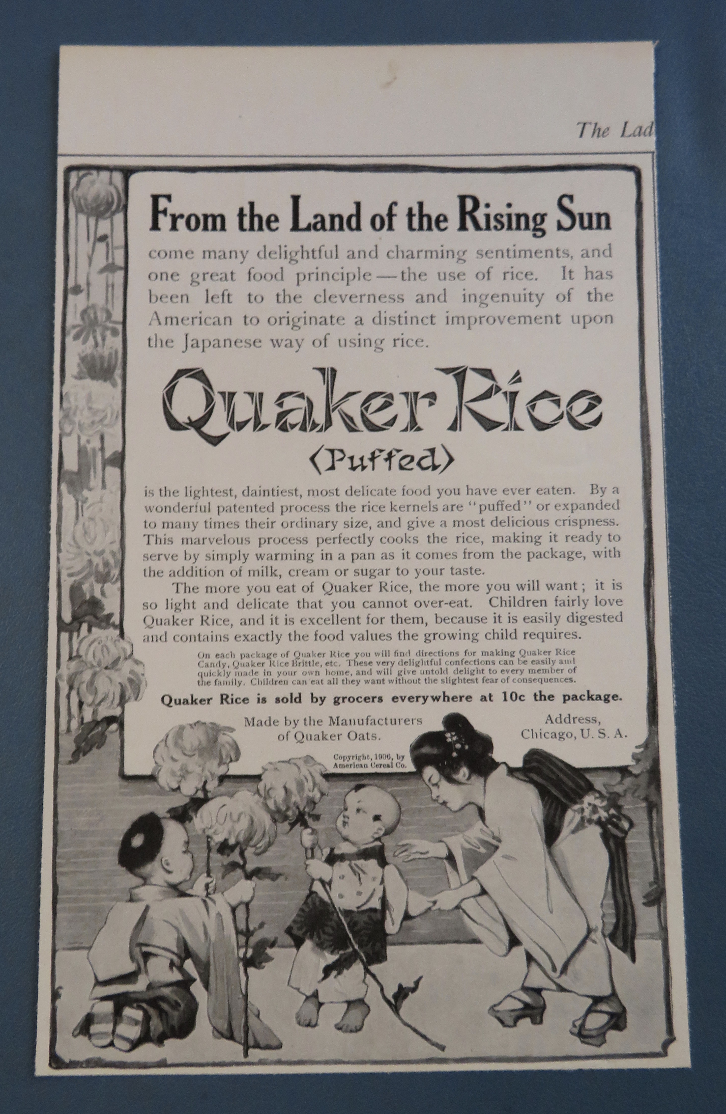 1906 Quaker Rice (Puffed) w/ Japanese Woman & Children