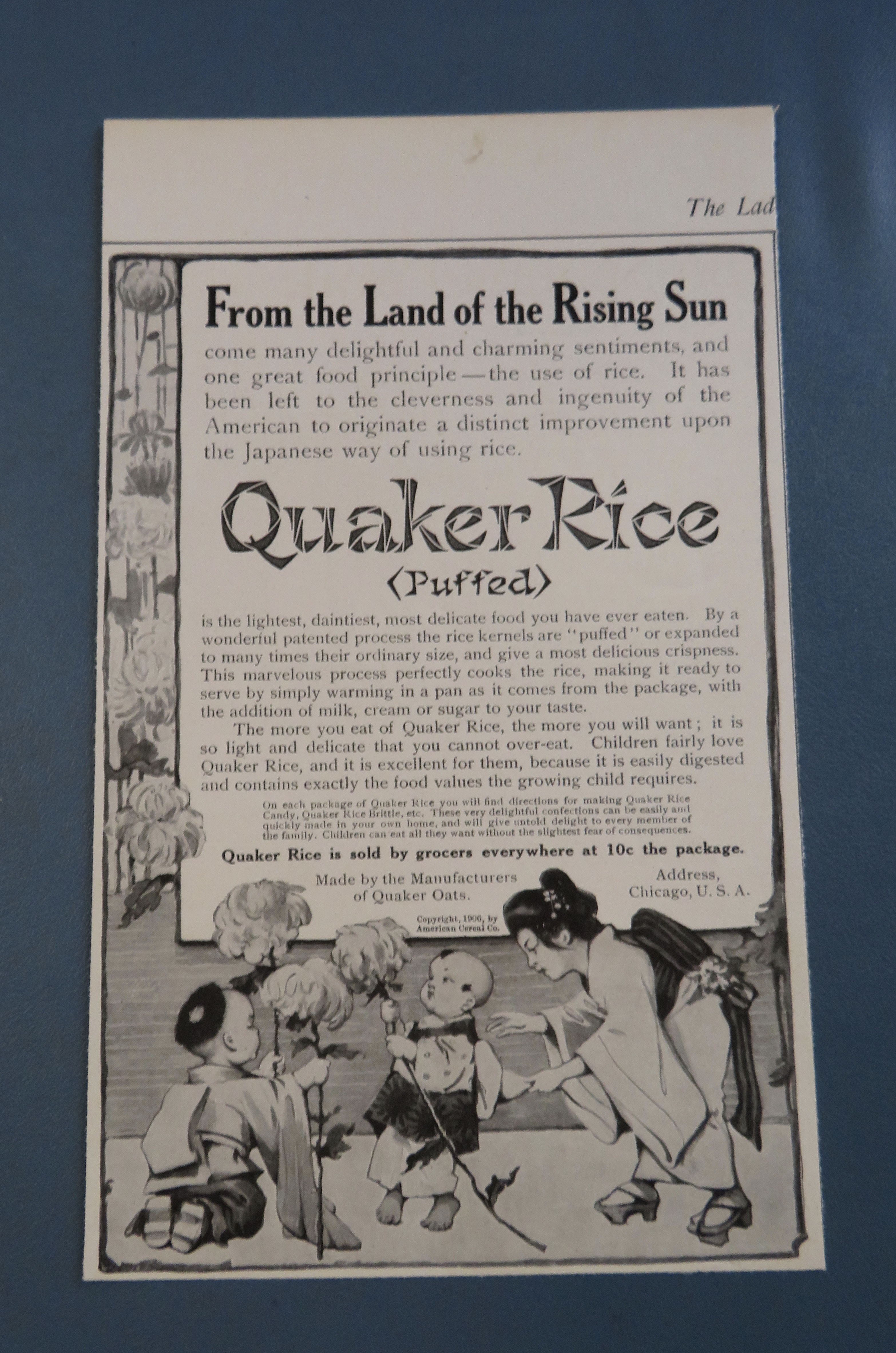 1906 Quaker Rice (Puffed) w/ Japanese Woman & Children