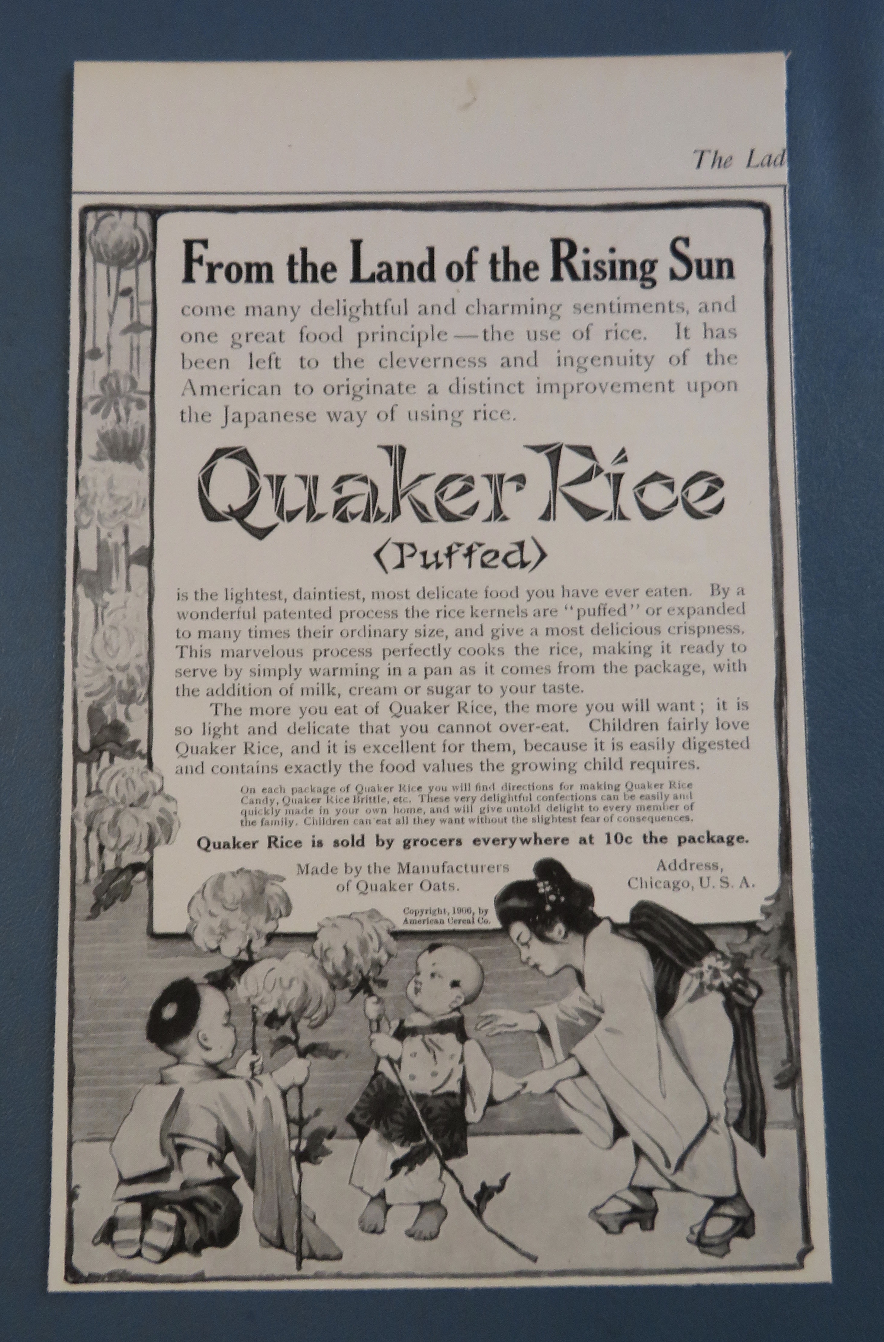 1906 Quaker Rice (Puffed) w/ Japanese Woman & Children