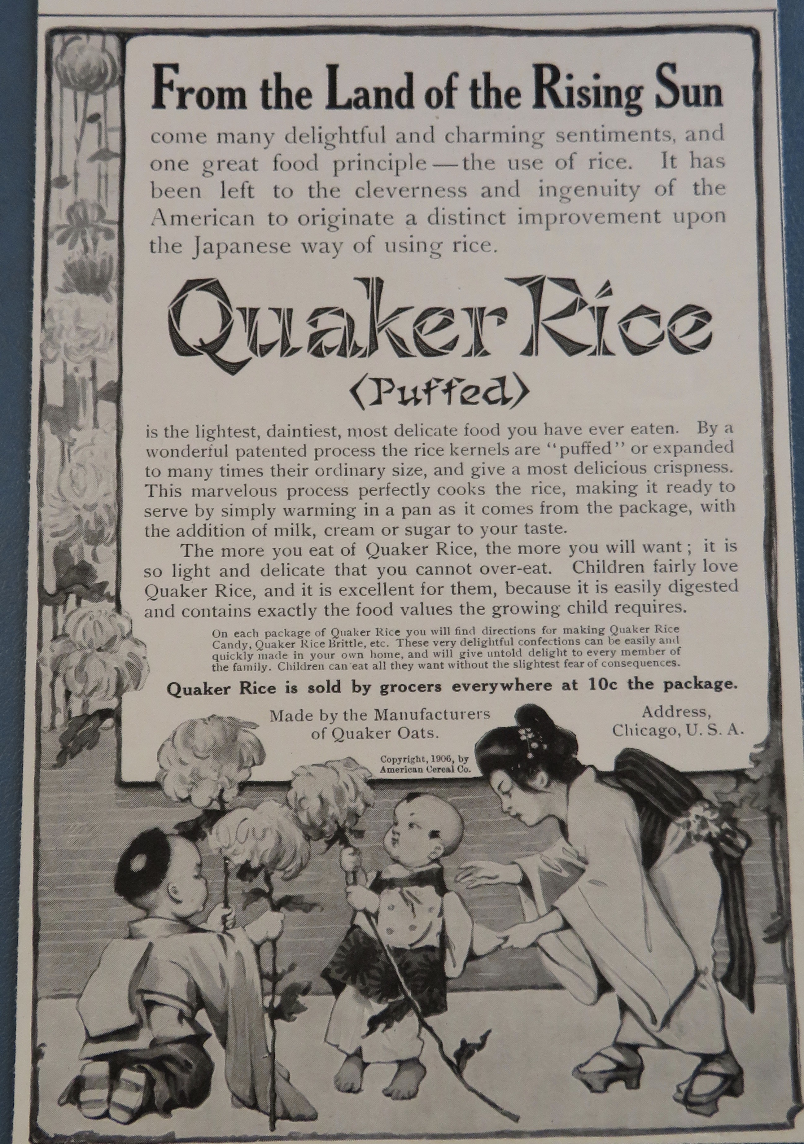 1906 Quaker Rice (Puffed) w/ Japanese Woman & Children