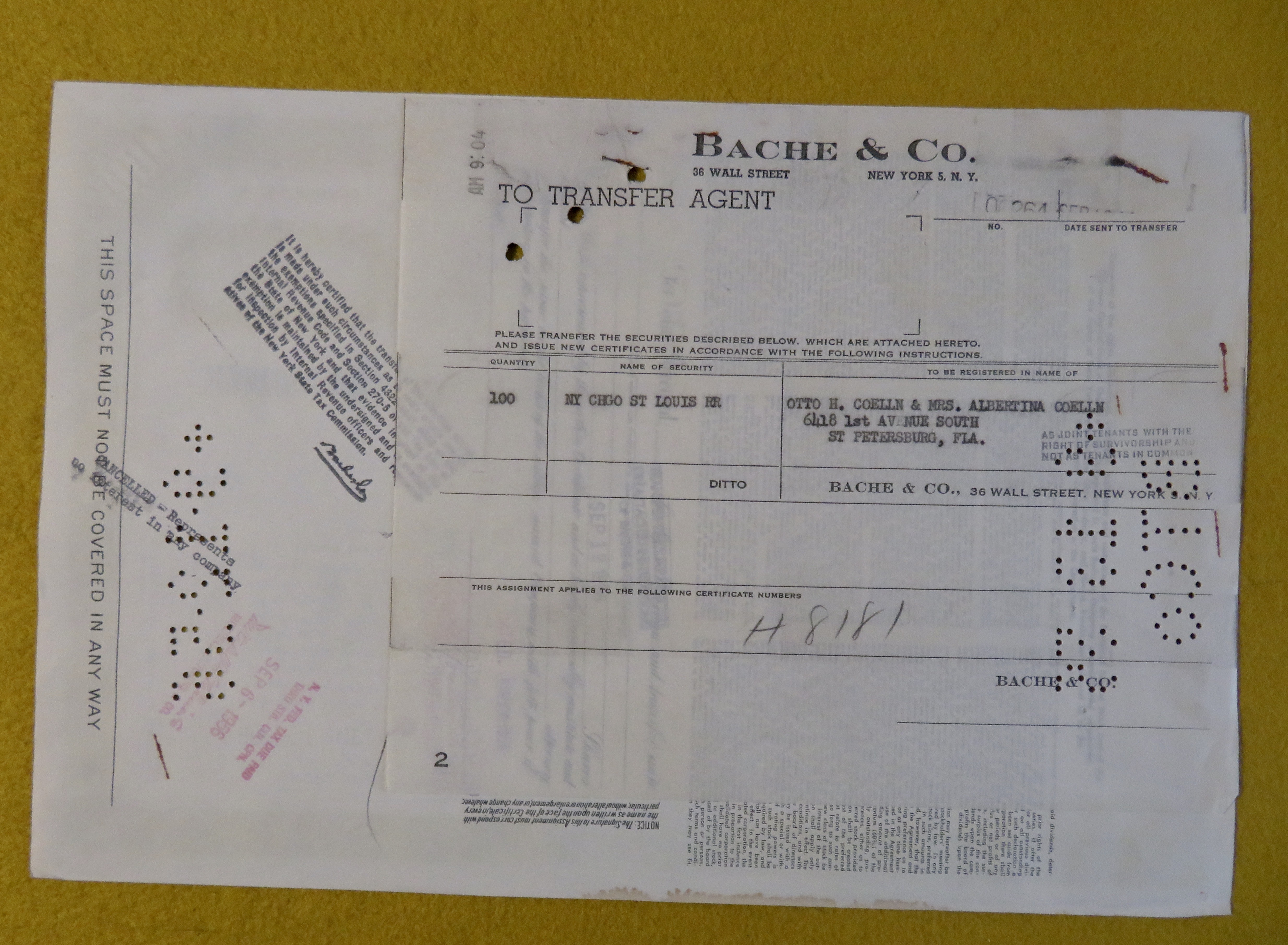 1956 New York, Chicago & St Louis Railroad Stock