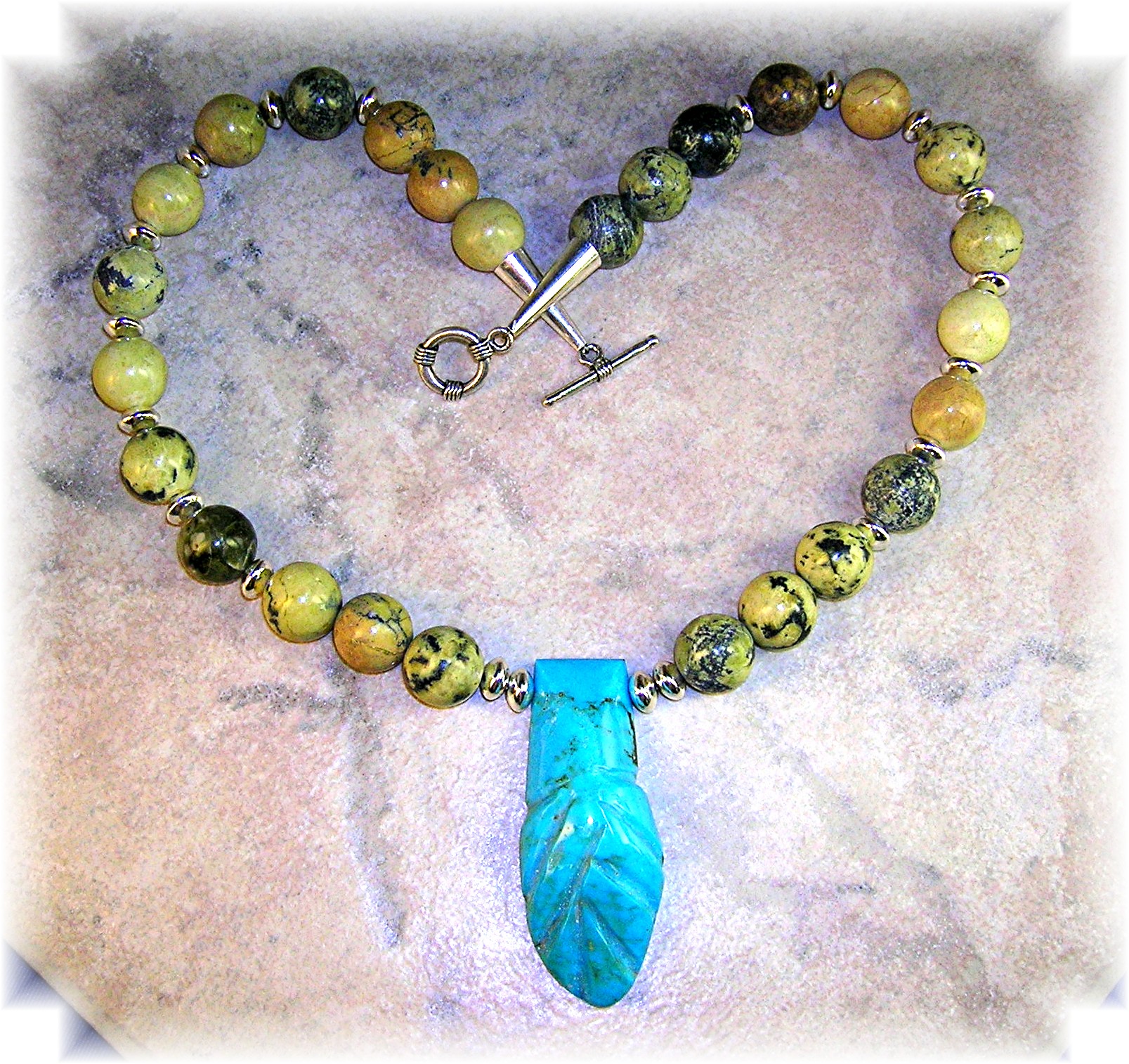 Sterling Silver Yellow Turquoise Blue Turquoise Pendant