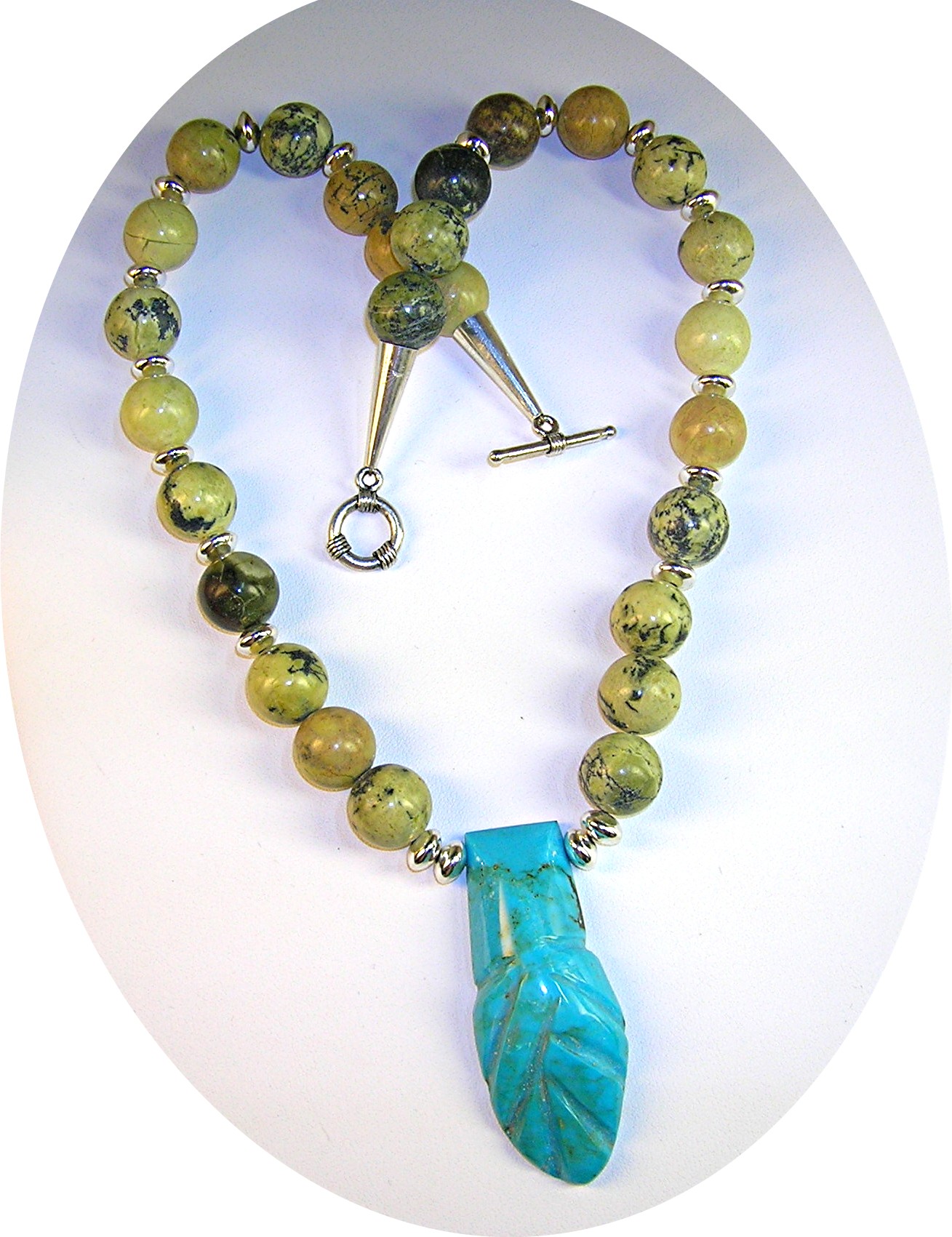 Sterling Silver Yellow Turquoise Blue Turquoise Pendant