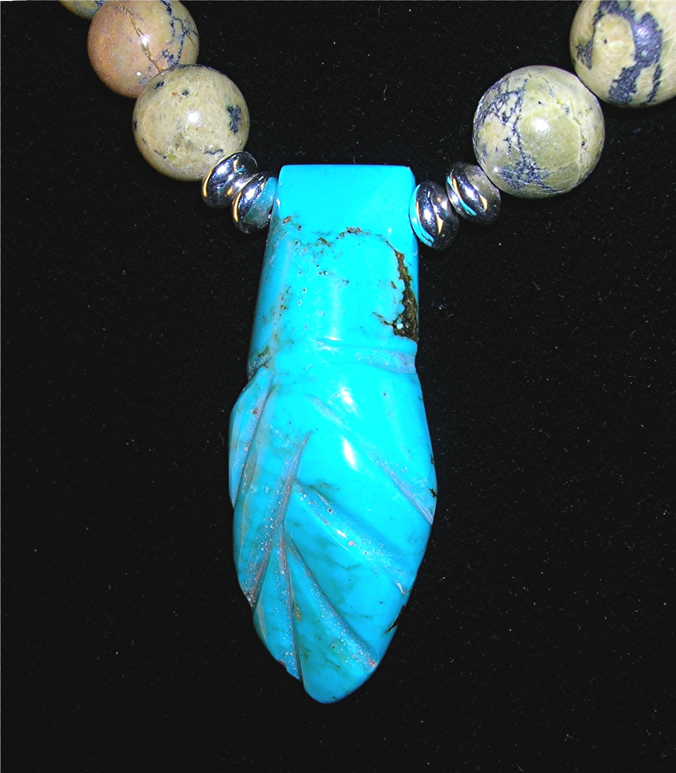 Sterling Silver Yellow Turquoise Blue Turquoise Pendant