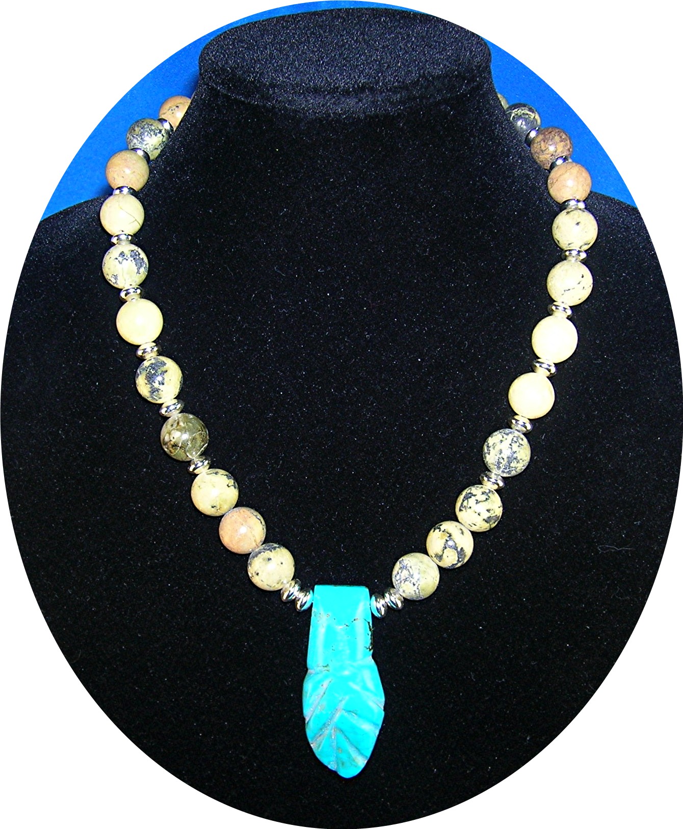 Sterling Silver Yellow Turquoise Blue Turquoise Pendant