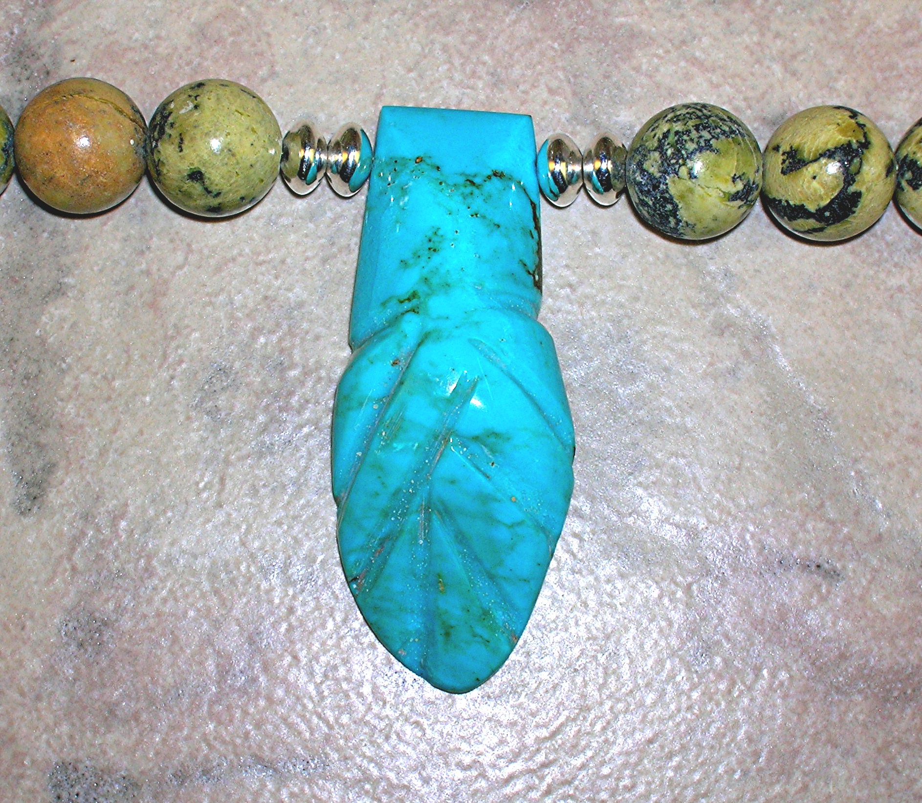 Sterling Silver Yellow Turquoise Blue Turquoise Pendant
