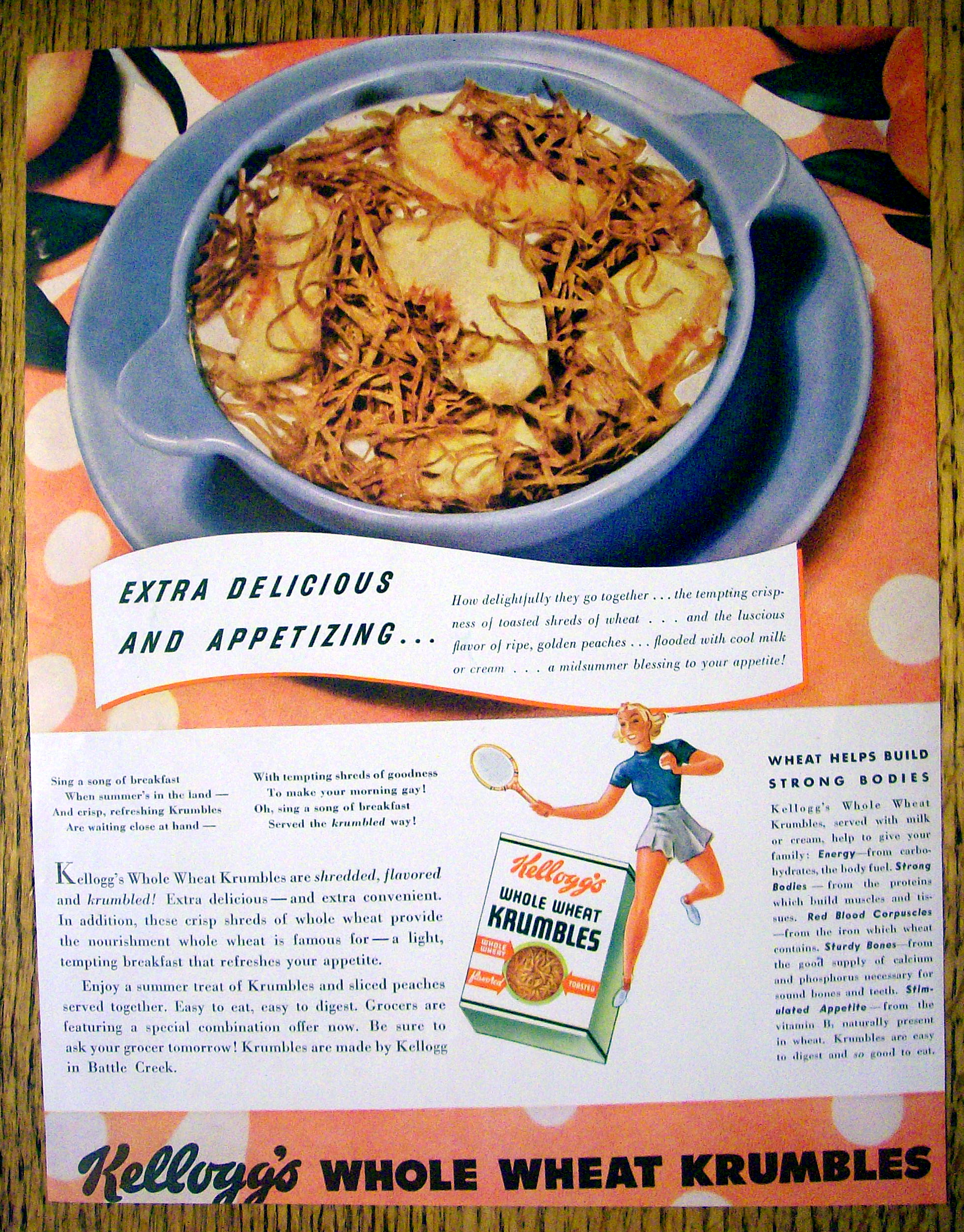 1938 Kellogg Whole Wheat Krumbles with Bowl of Cereal