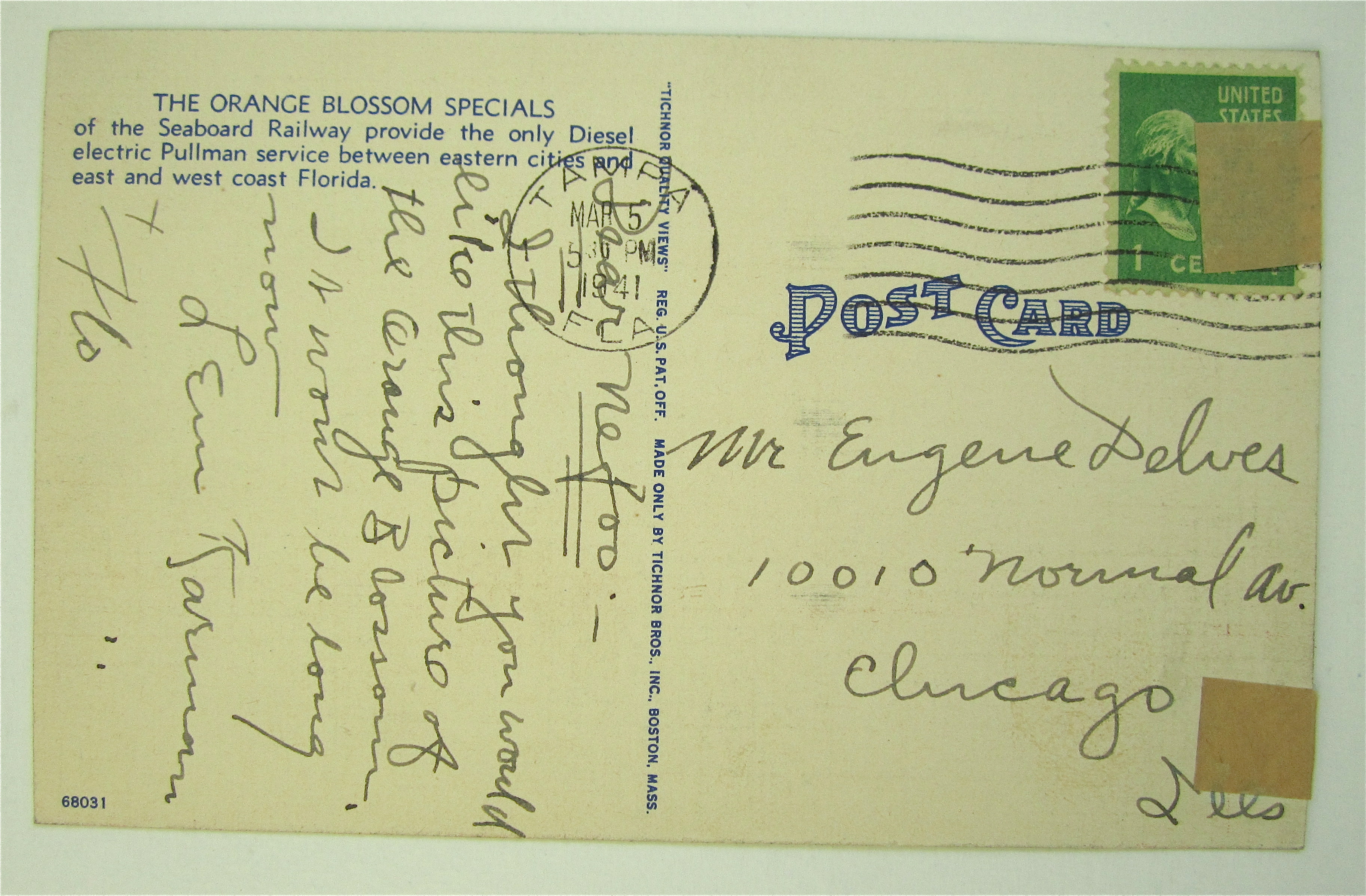 Seaboard Railways Orange Blossom Specials Postcard
