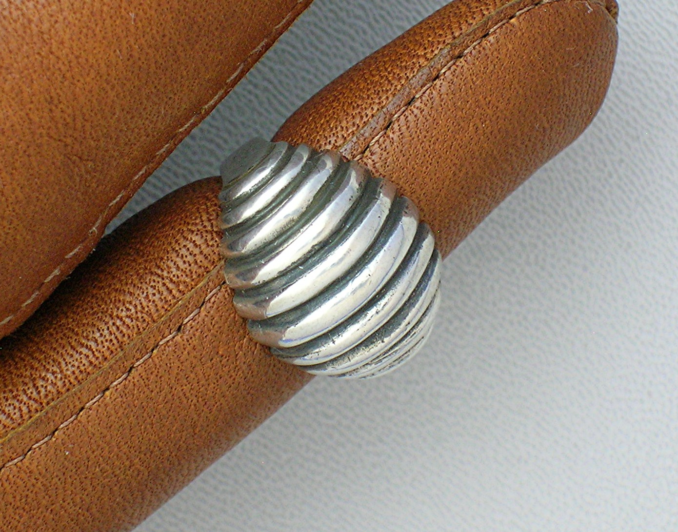 Domed Sterling Silver pinkie Ring, Artist Signed . . .