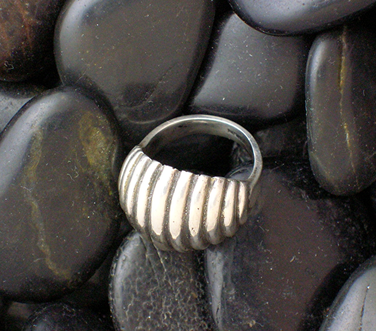 Domed Sterling Silver pinkie Ring, Artist Signed . . .