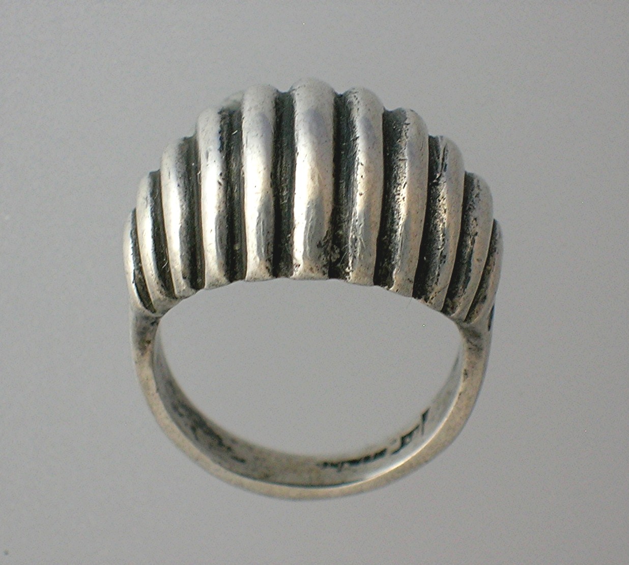 Domed Sterling Silver pinkie Ring, Artist Signed . . .