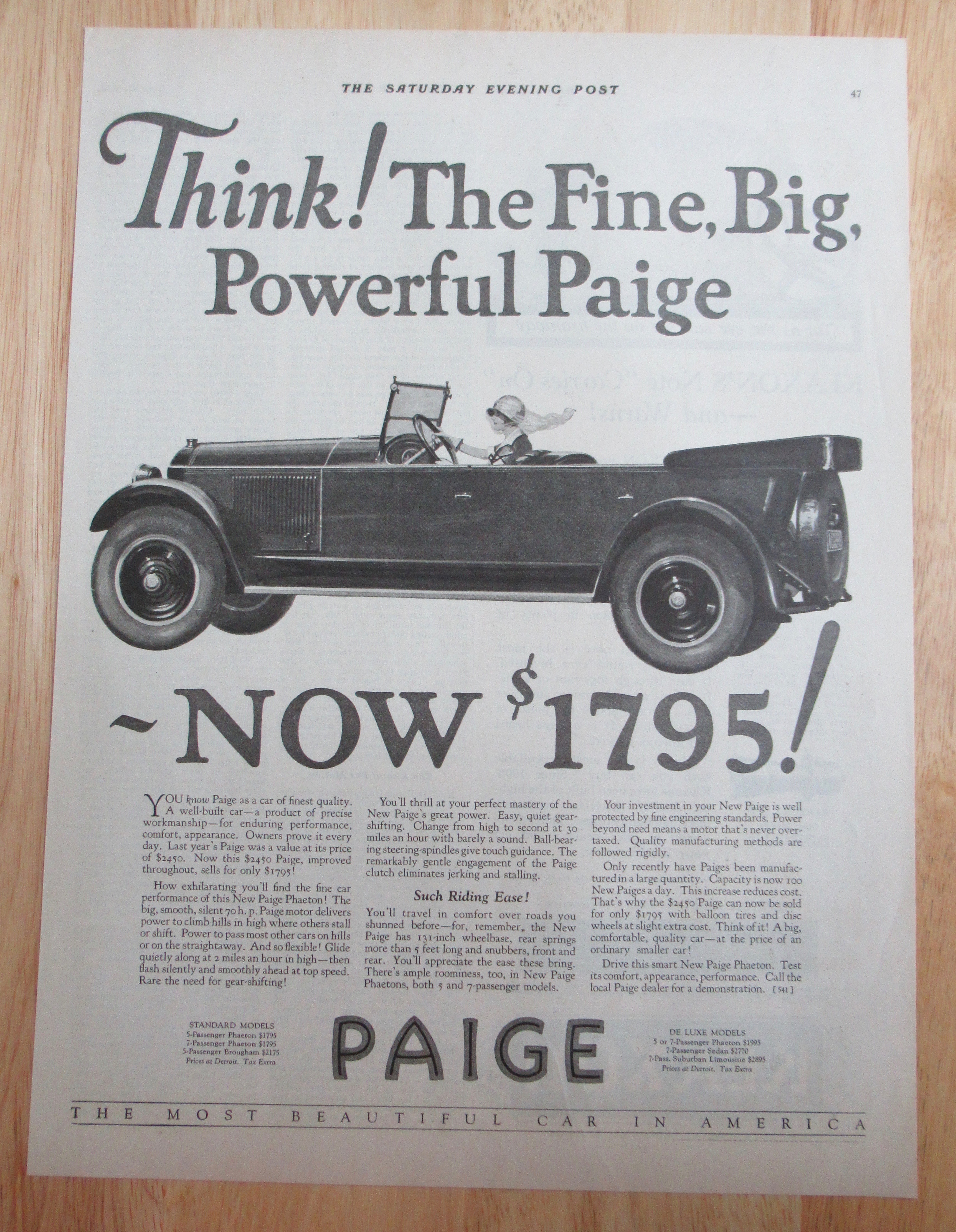 1924 Paige Automobile with the Fine Big Powerful Paige
