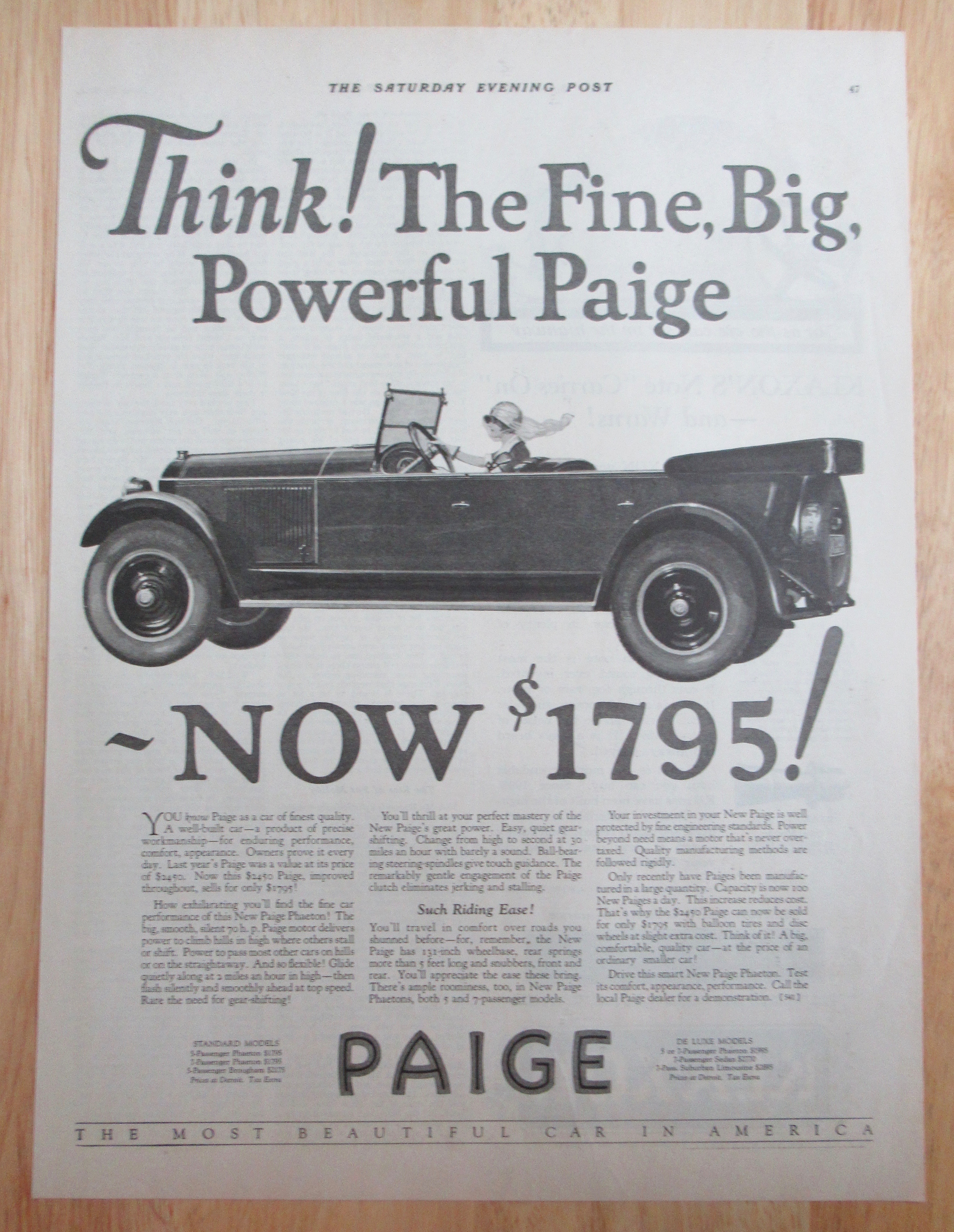 1924 Paige Automobile with the Fine Big Powerful Paige