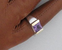 14K Gold Sterling Silver Amethyst Size 8 Hong Kong
